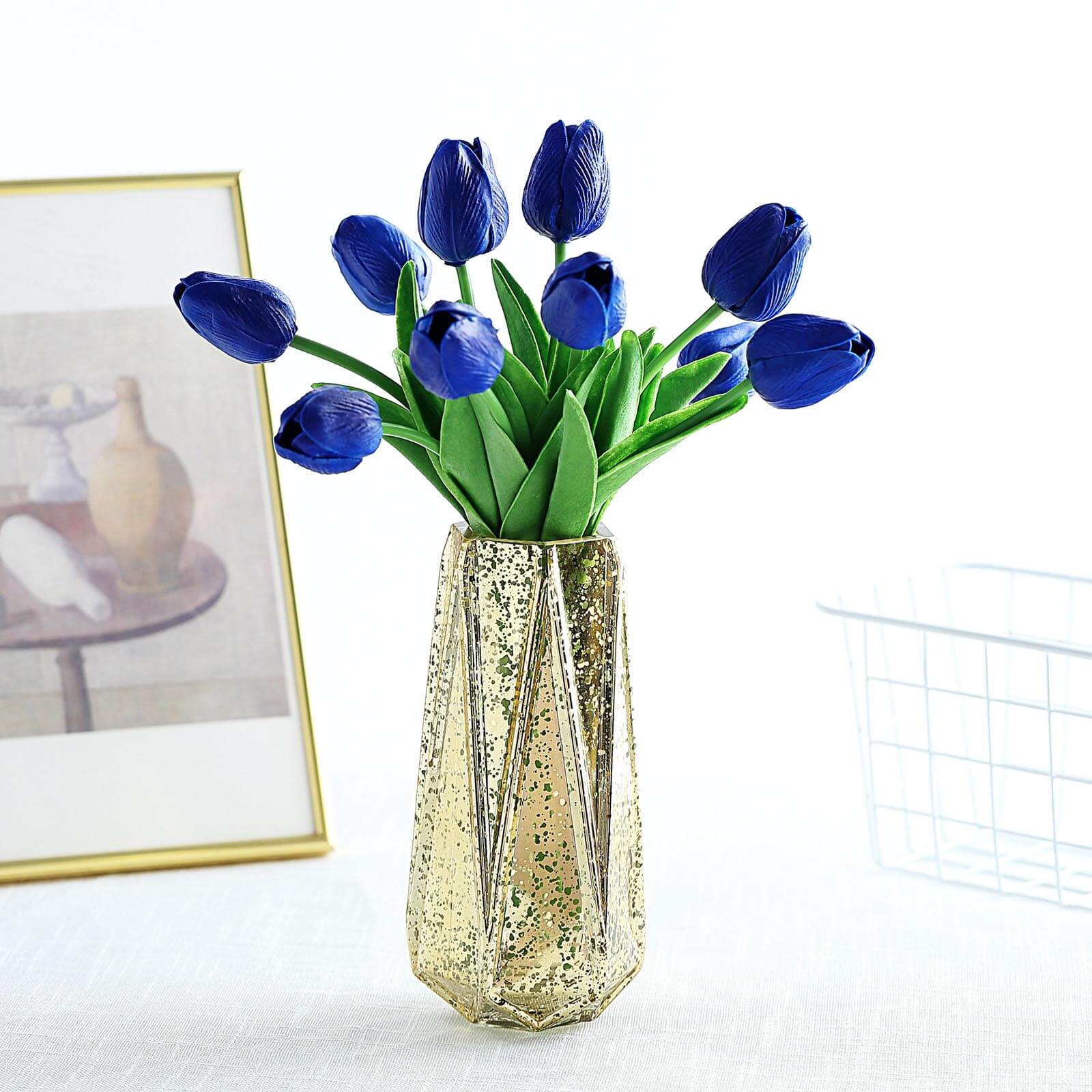 10 Stems 13 Royal Blue Real Touch Artificial Foam Tulip Flowers