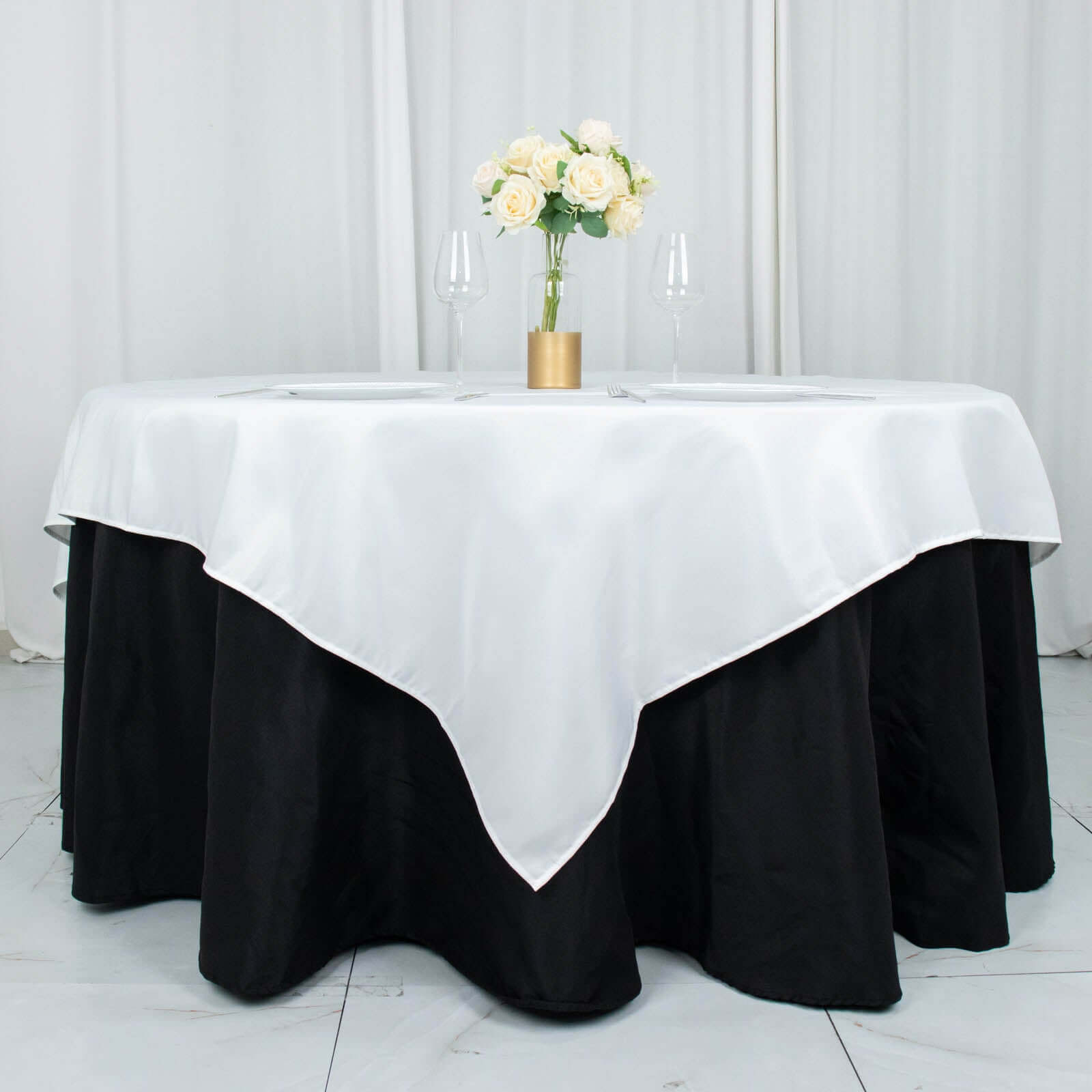 Premium Polyester 70x70 Table Overlay Square Tablecloth White 220GSM Wrinkle-Resistant Table Cover for Stylish Gatherings