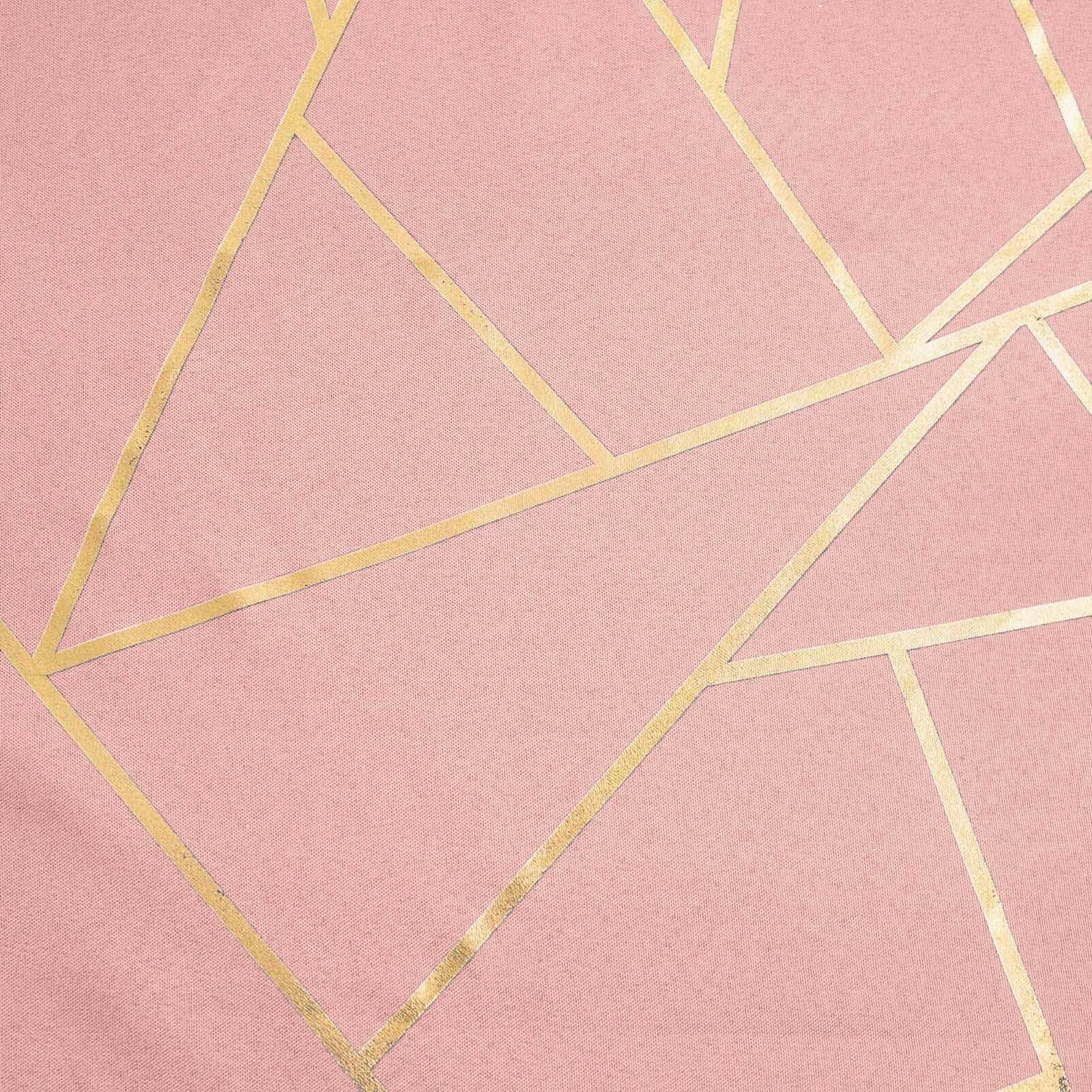 Polyester 9ft Table Runner Dusty Rose with Gold Foil Modern Geometric Accent