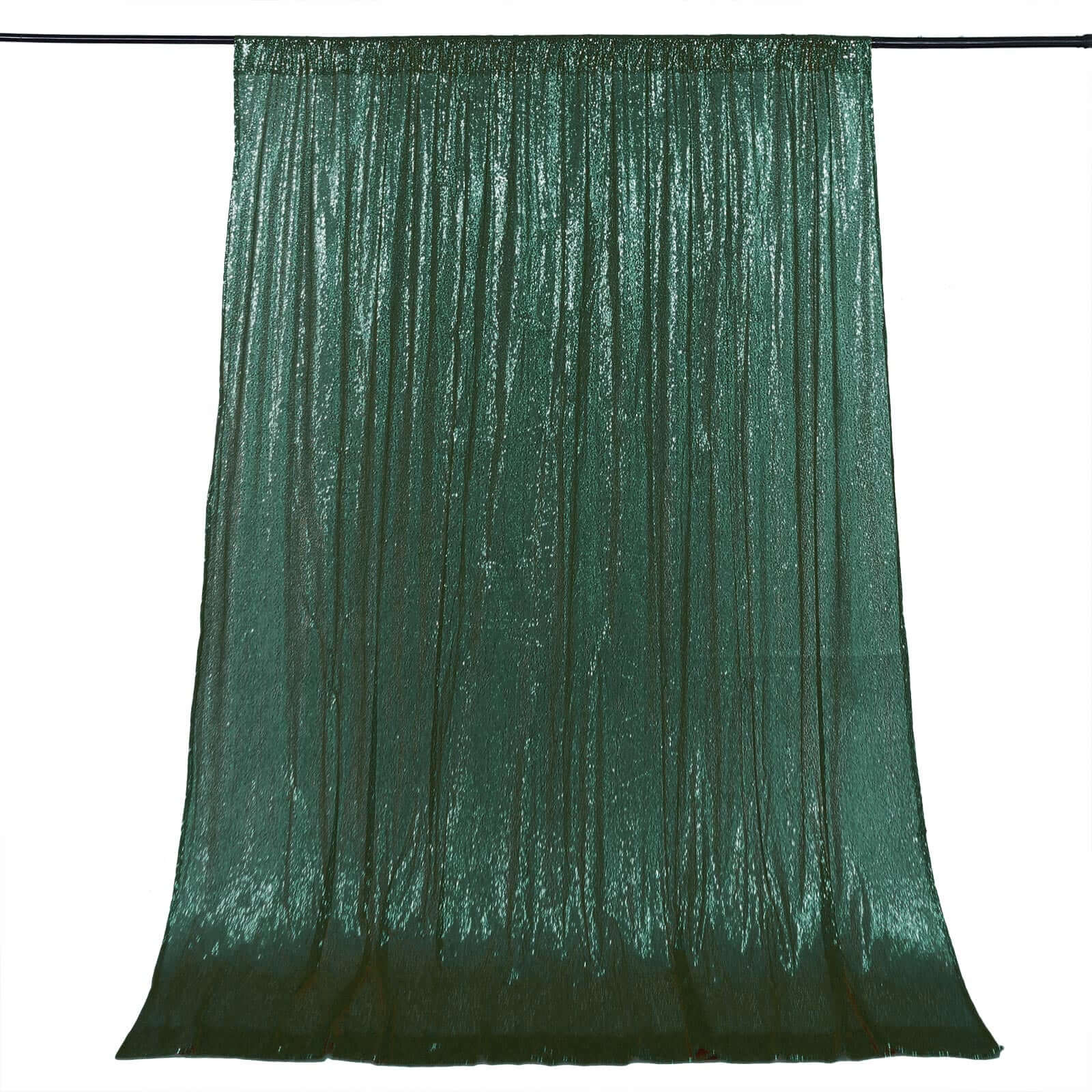 8ftx8ft Hunter Emerald Green Sequin Event Curtain Drapes, Backdrop Event Panel