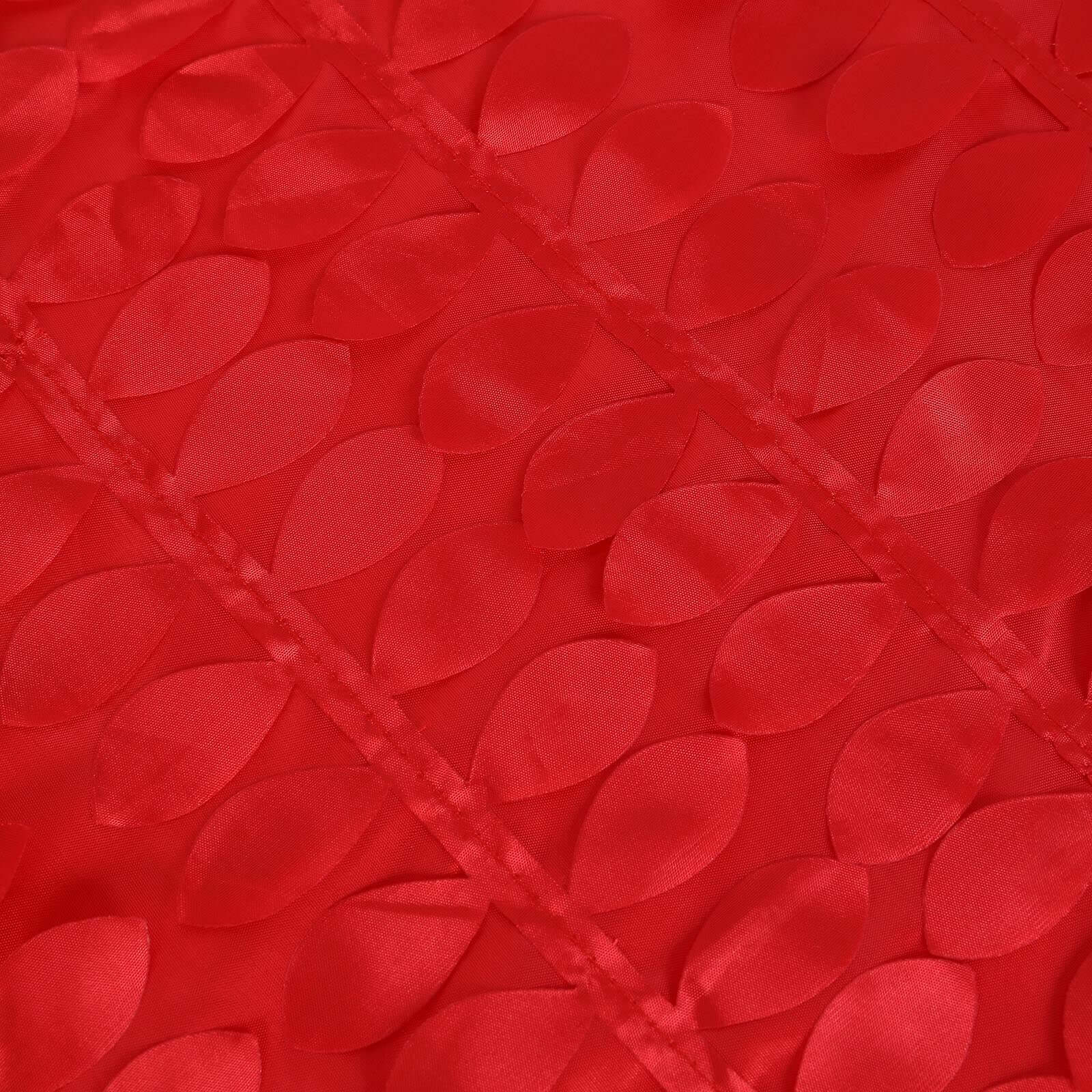 Taffeta 90x132 Rectangle Tablecloth Red | 3D Leaf Petal Design Seamless Table Cover