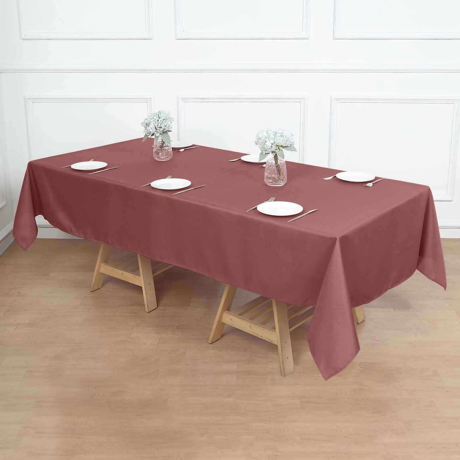 Polyester 60x102 Rectangle Tablecloth Cinnamon Rose - Durable and Stylish Table Cover