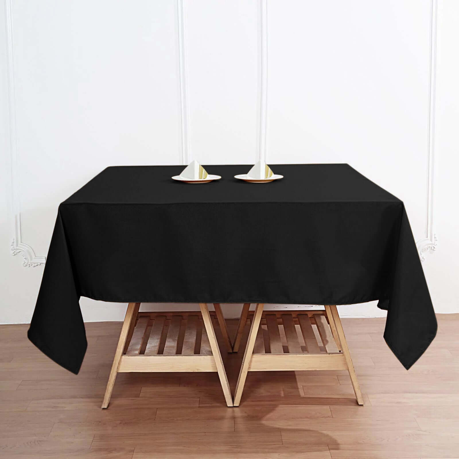 Premium Polyester Square Tablecloth 70x70 Black 220GSM Wrinkle-Resistant Table Cover