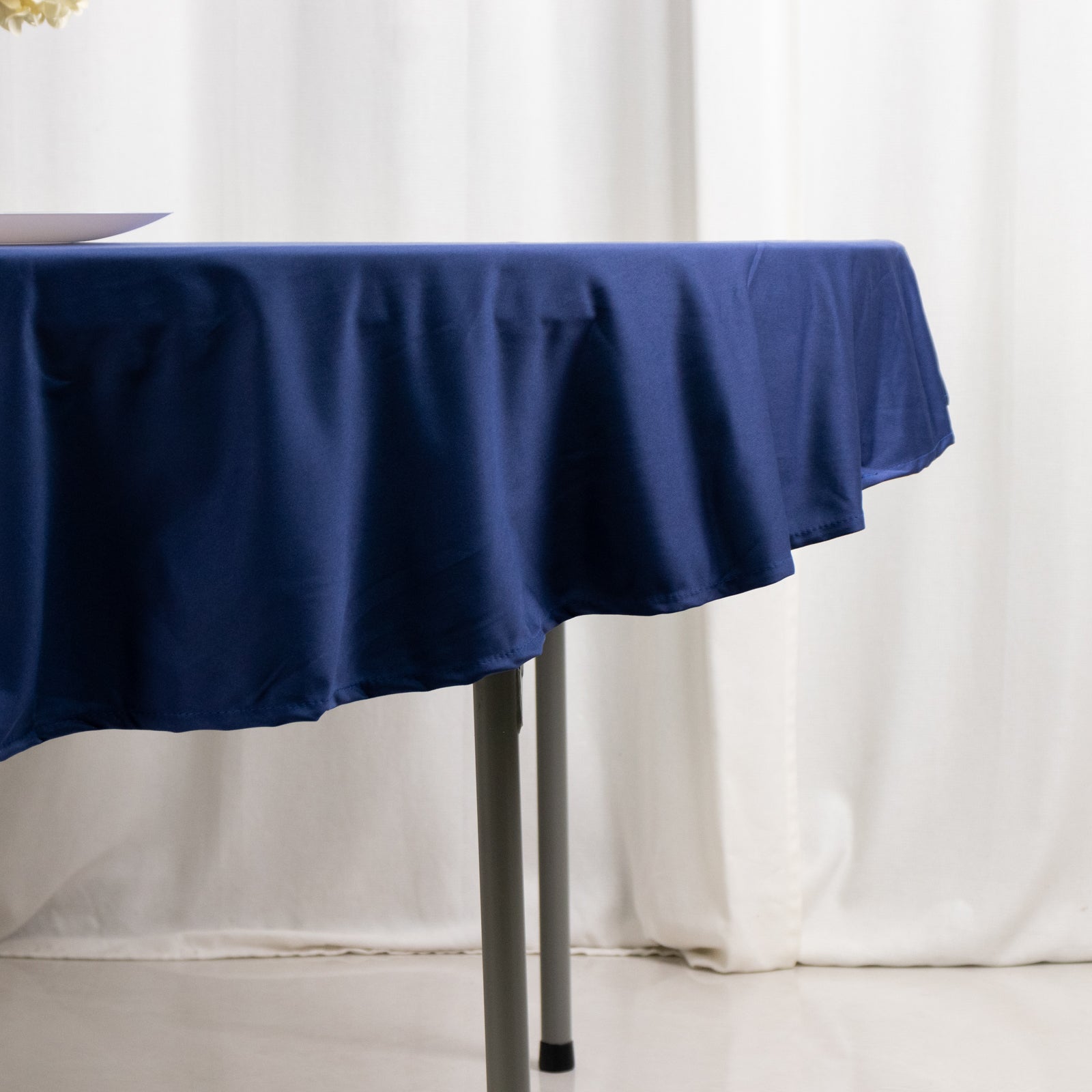 Premium Scuba Round 70 Tablecloth Navy Blue - Wrinkle Free & Stain Resistant Table Cover