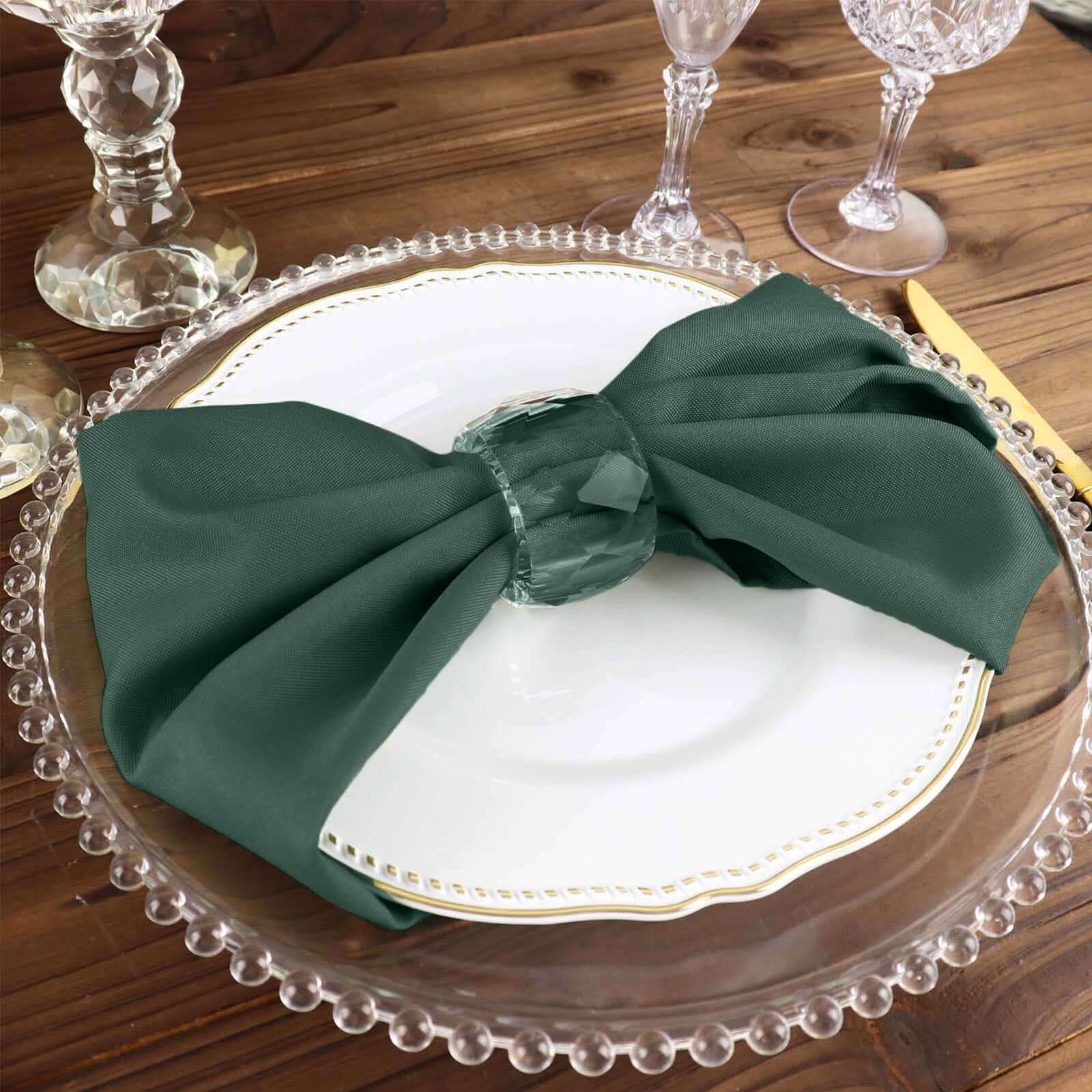 5 Pack Polyester 17x17 Napkins Hunter Emerald Green - Durable & Wrinkle Resistant Dinner Napkins