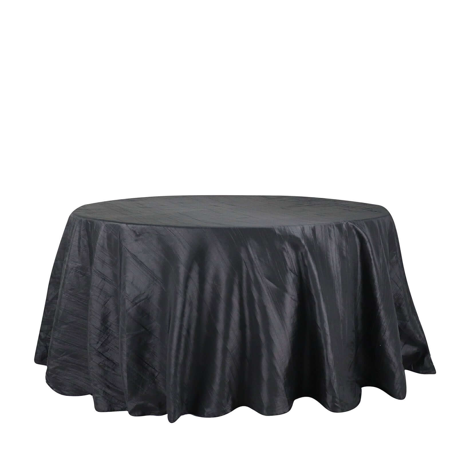 Taffeta 132 Round Tablecloth Black - Seamless Accordion Crinkle Design for Exquisite Occasions