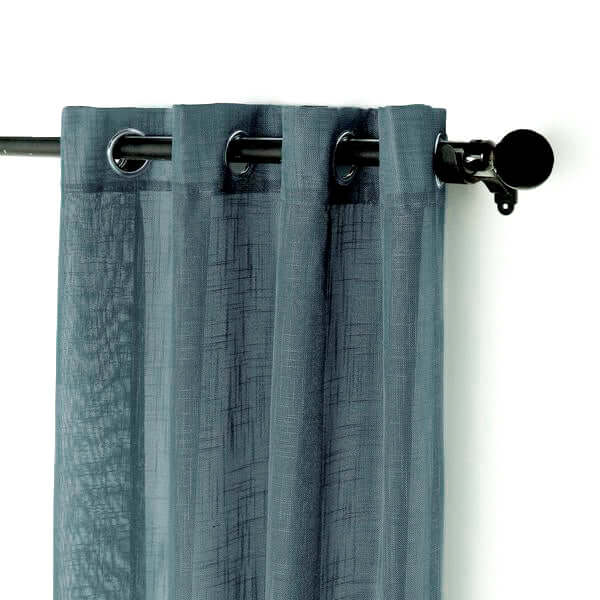 2 Pack Handmade Light Blue Faux Linen Curtains 52x84, Curtain Panels With Chrome Grommets