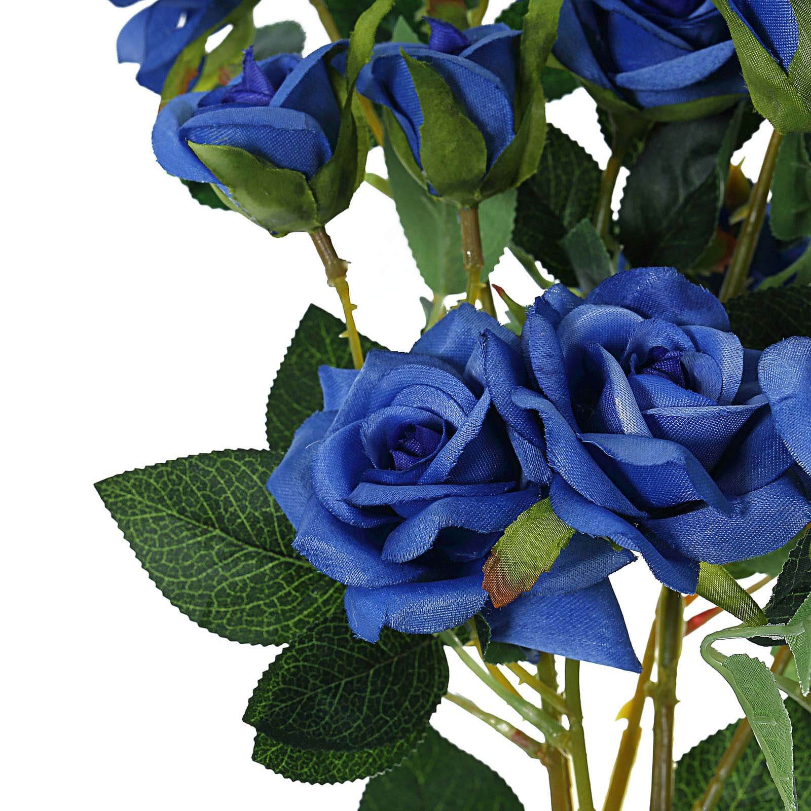 2 Stems 38 Tall Royal Blue Artificial Silk Rose Flower Bouquet Bush