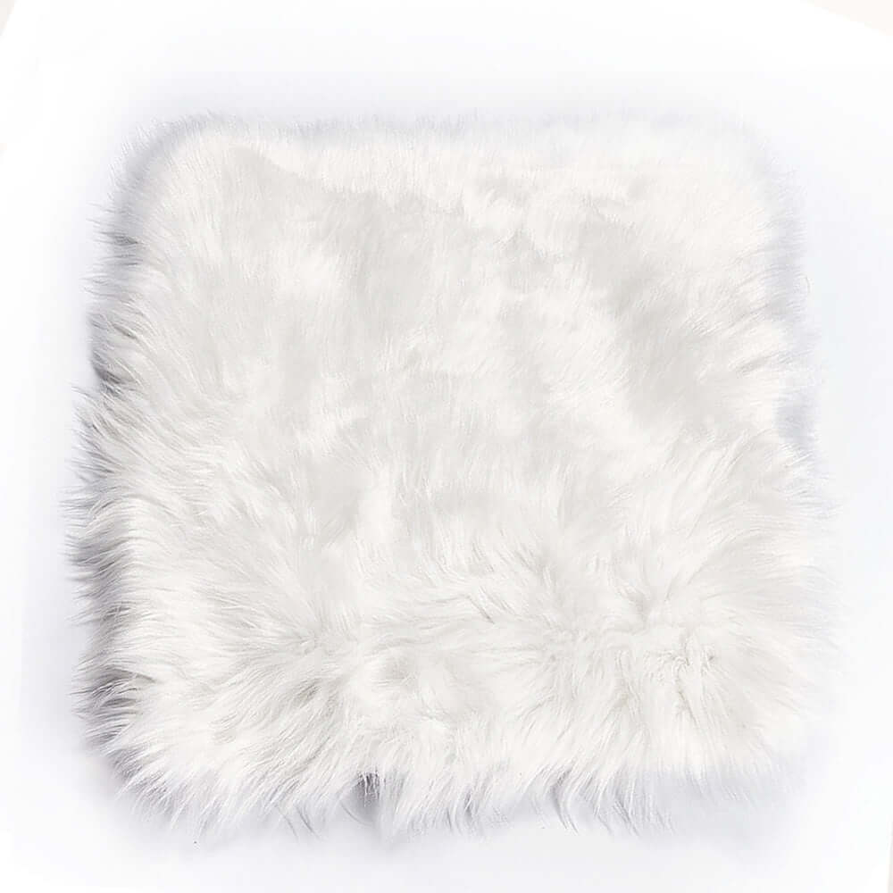 Faux Sheepskin 20 Cushion Cover with Soft Plush Finish White - Stylish Small Shag Area Rug for Events