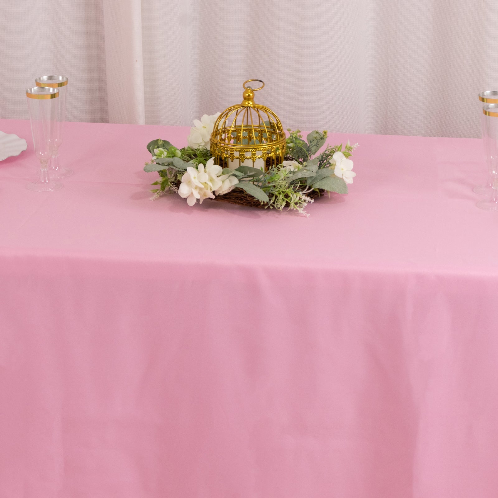 Premium Polyester 90x156 Rectangle Tablecloth Pink - Seamless 220GSM Stain-Resistant Table Cover