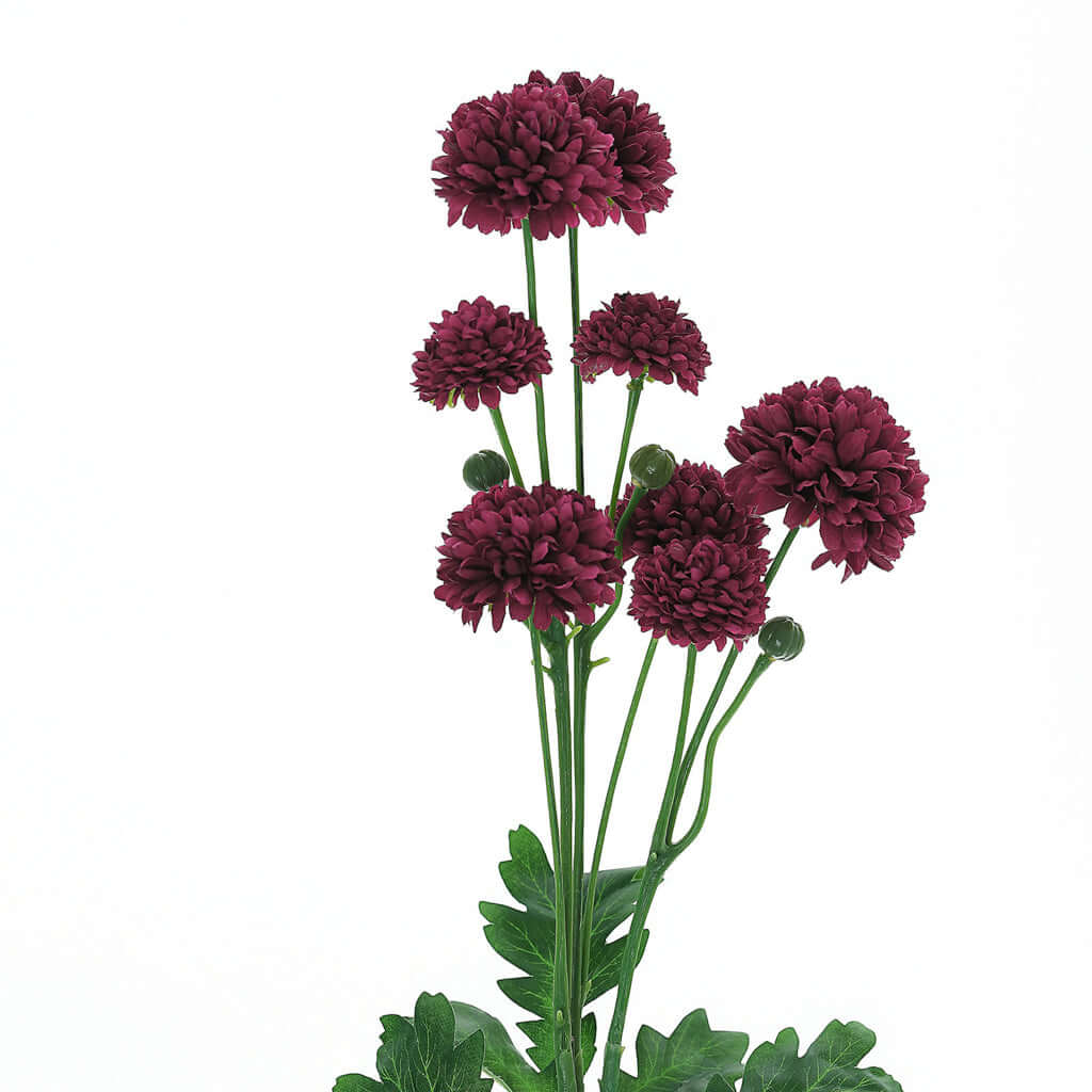 2 Bushes | 33 Burgundy Artificial Chrysanthemum Mum Flower Bouquets