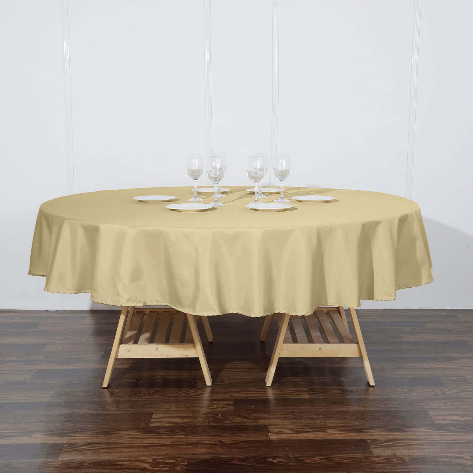 Polyester 90 Round Tablecloth Champagne - Stain & Wrinkle-Resistant Table Cover