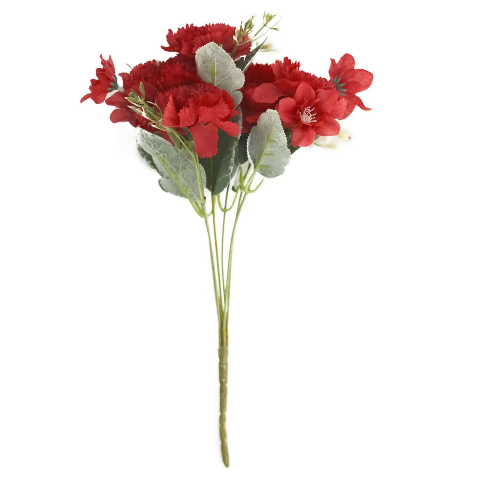 3 Pack 14 Red Artificial Silk Carnation Flower Arrangements, Faux Floral Bouquets Bushes