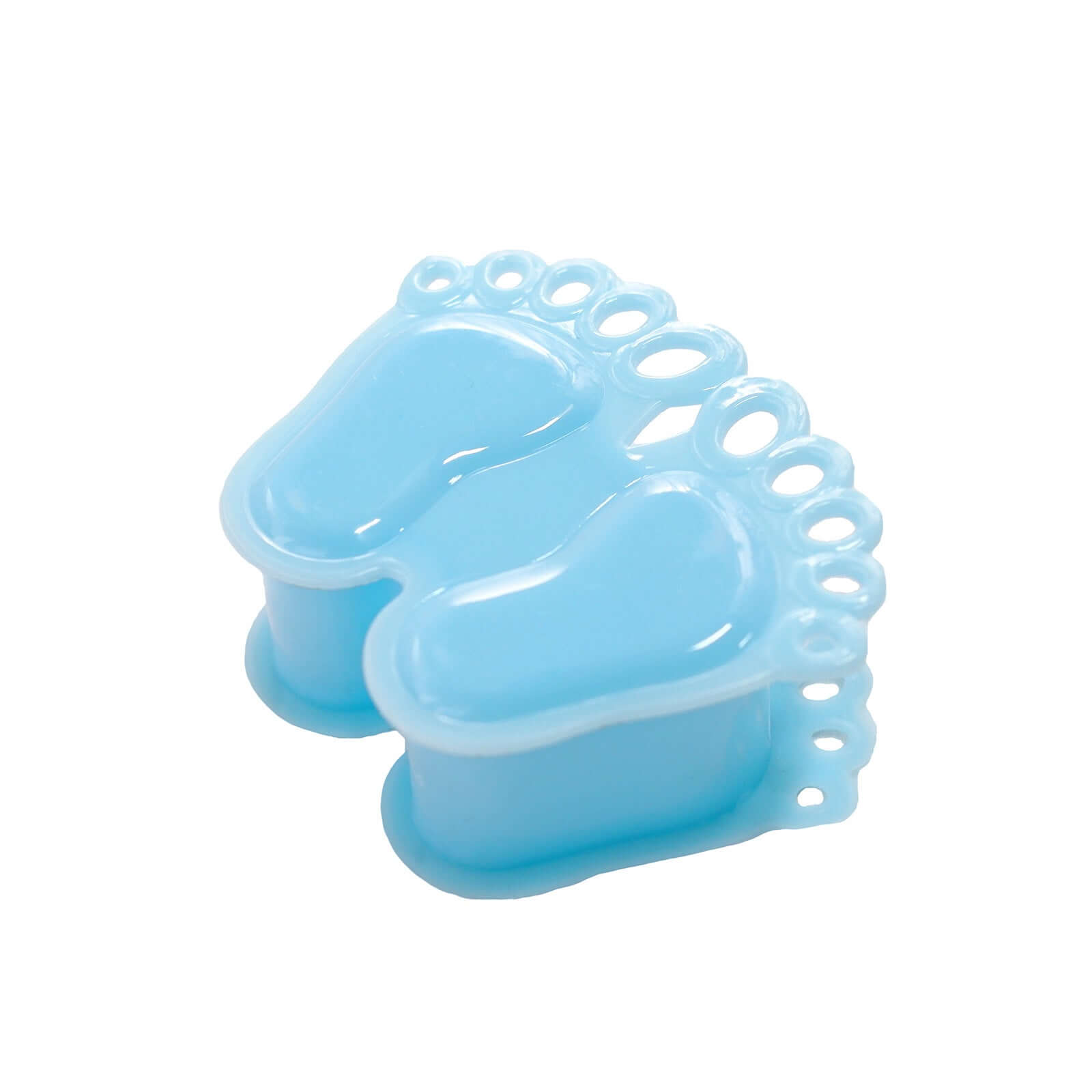 12-Pack Fillable Mini Candy Container in Baby Feet Style Clear/Light Blue - Unique Candy Treat Favor Boxes for Baby Shower 3.5