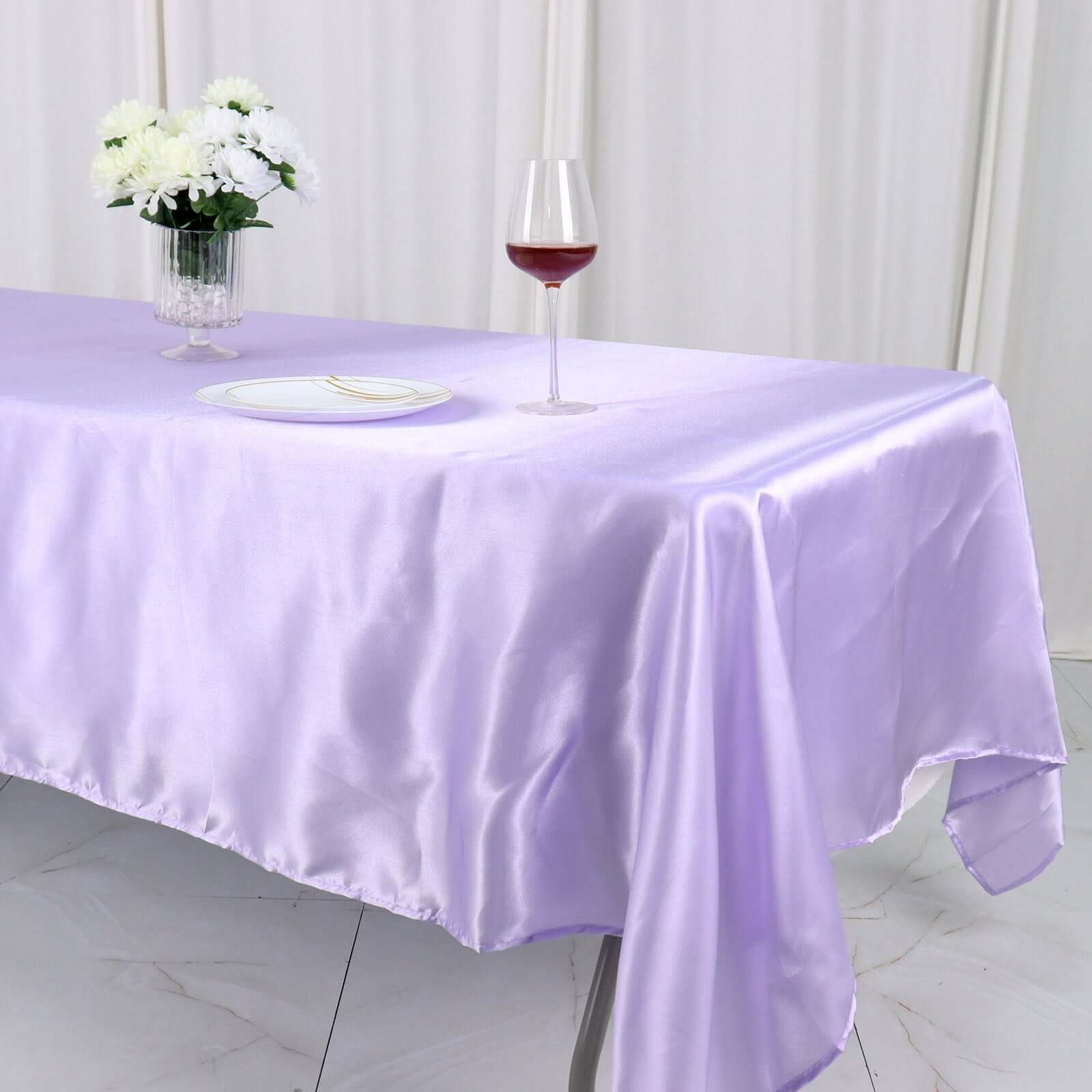 Satin Rectangular 60x102 Tablecloth Lavender Lilac - Smooth and Lustrous Table Cover