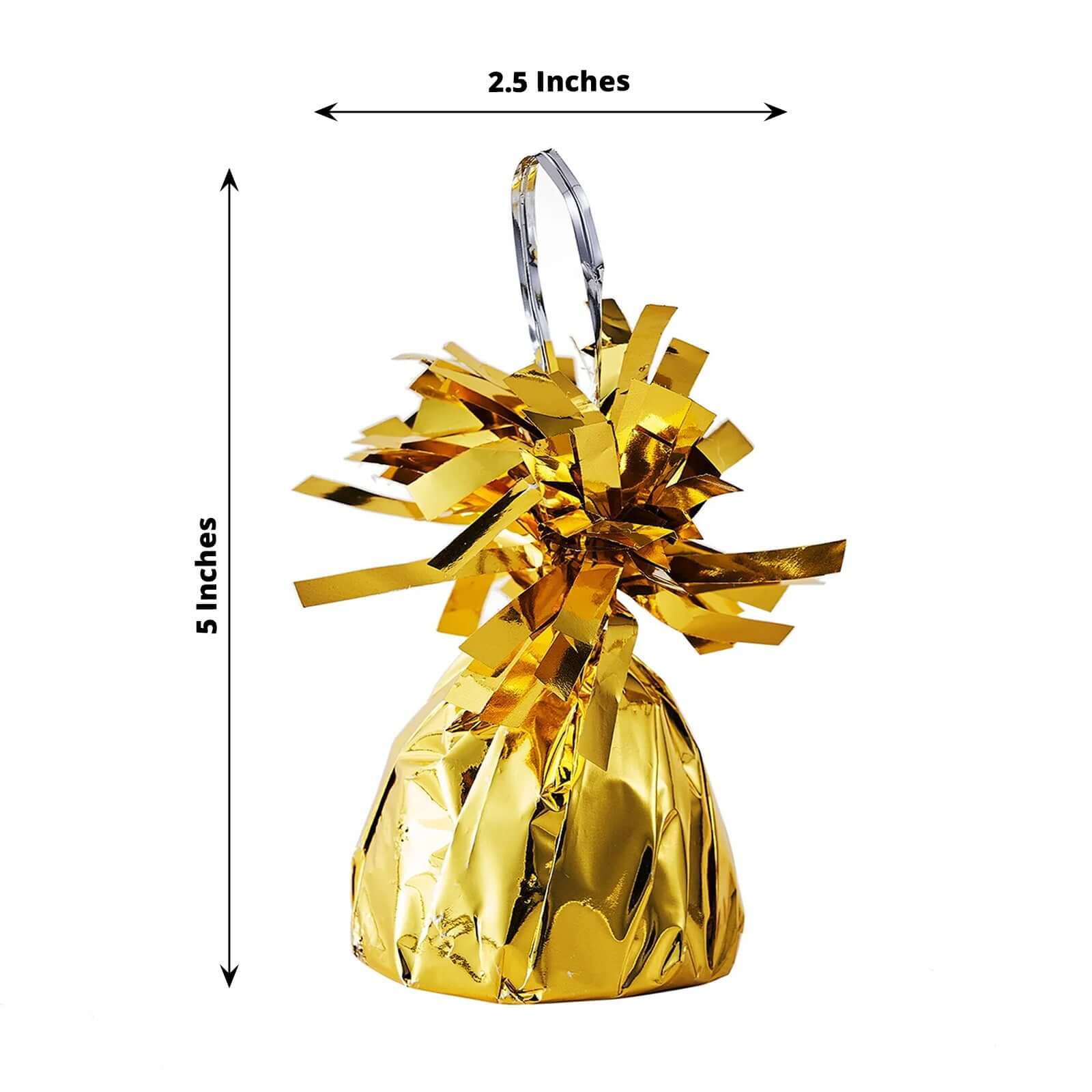 12 Pack 5 Metallic Gold Foil Tassel Top Party Balloon Weights, 5.5oz