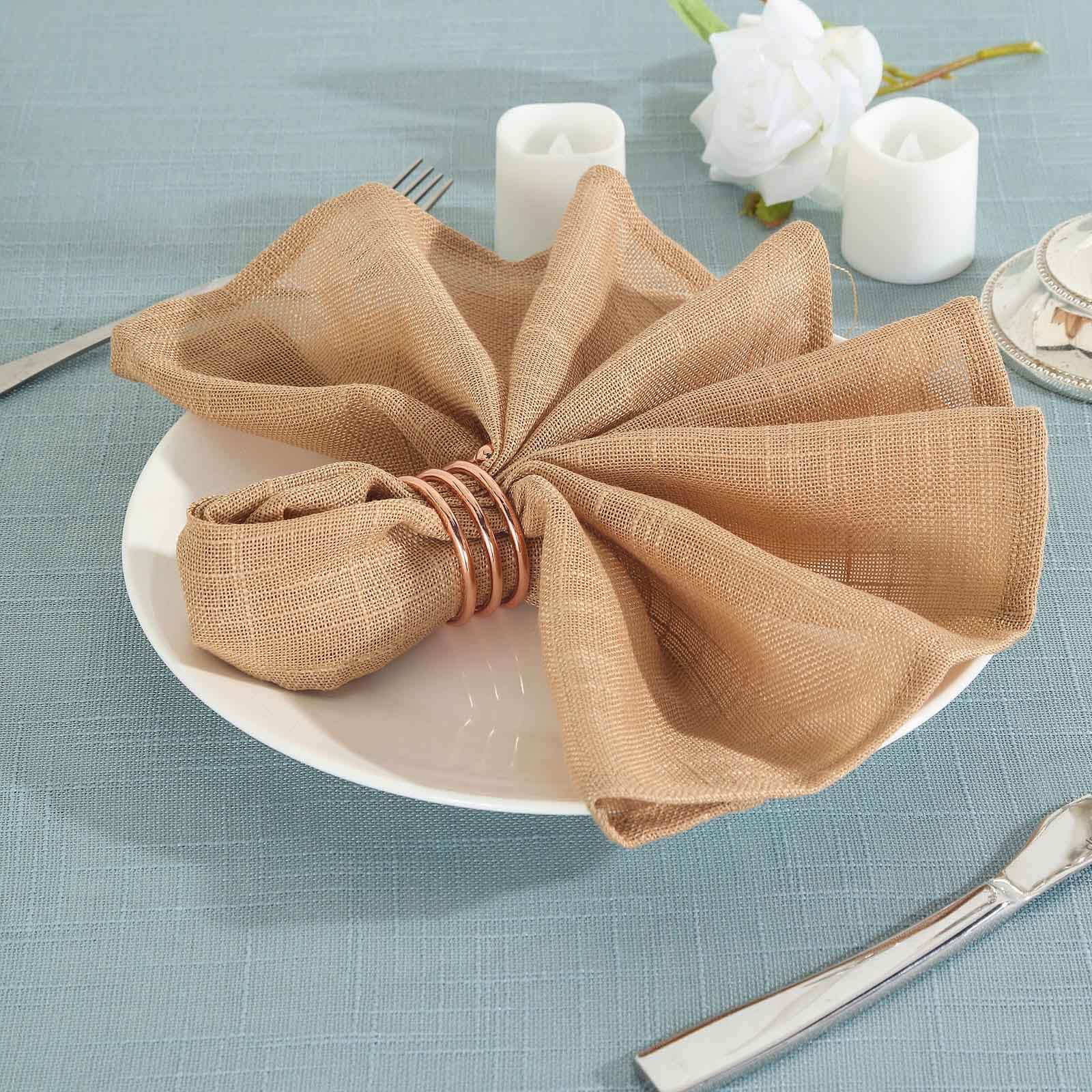 5 Pack Faux Linen 20x20 Napkins Natural - Slubby Textured & Wrinkle Resistant Cloth Napkins