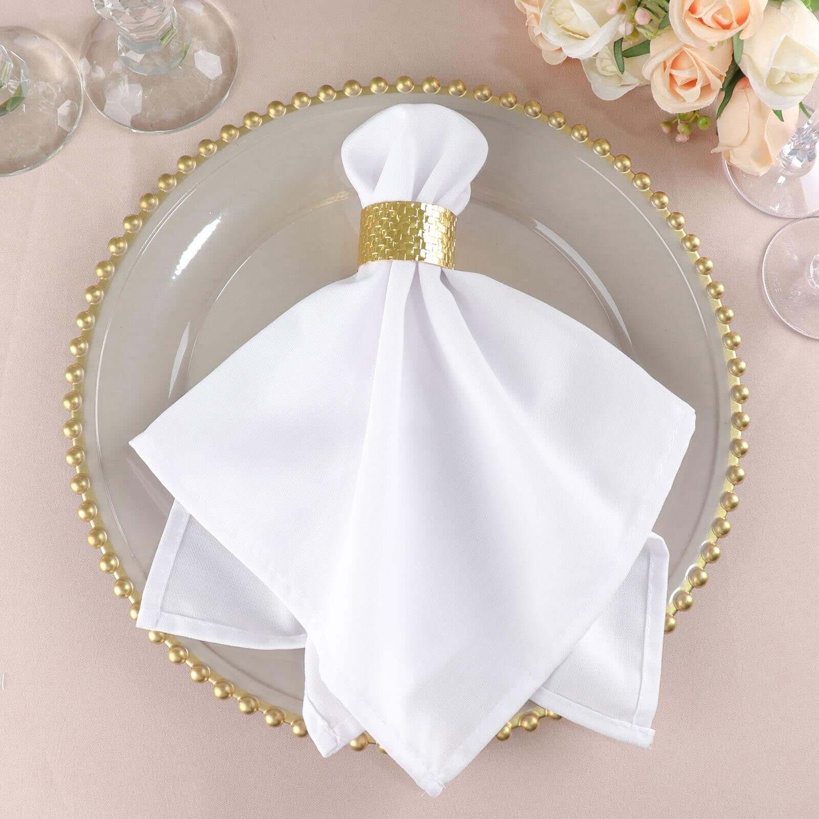 5 Pack Premium Polyester 20x20 Napkins White - Wrinkle-Resistant & Durable Dinner Napkins for Any Occasion