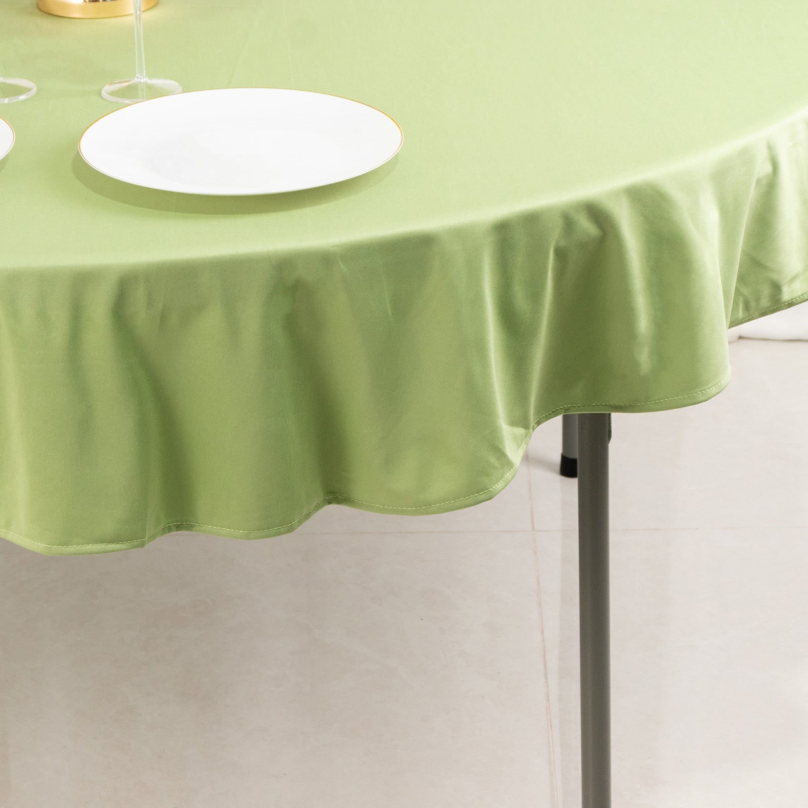 Premium Scuba Round 70 Tablecloth Sage Green - Wrinkle Free & Stain Resistant Table Cover