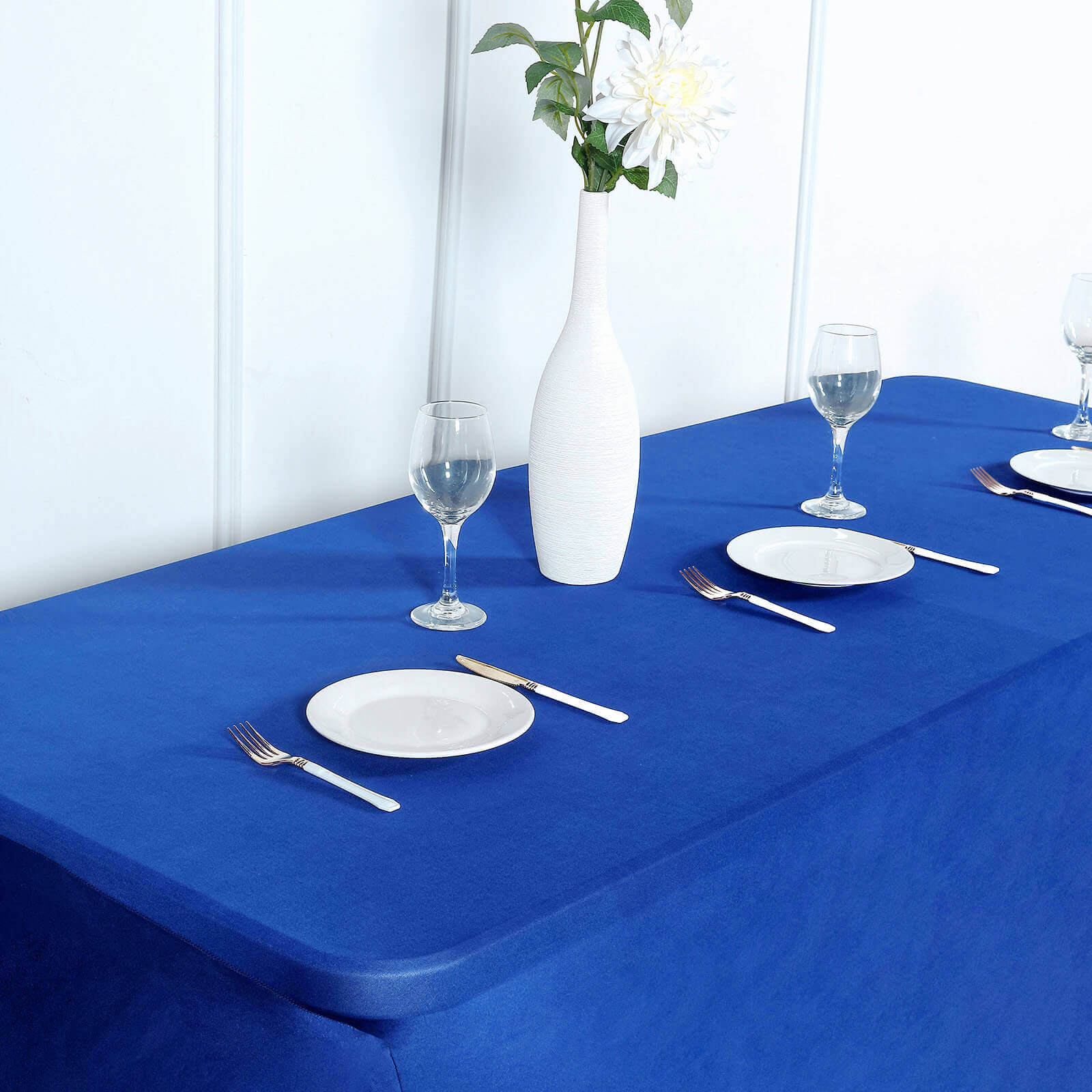 Stretch Spandex 96x30 Rectangle Table Cover Royal Blue - Durable Form-Fitting Tablecloth