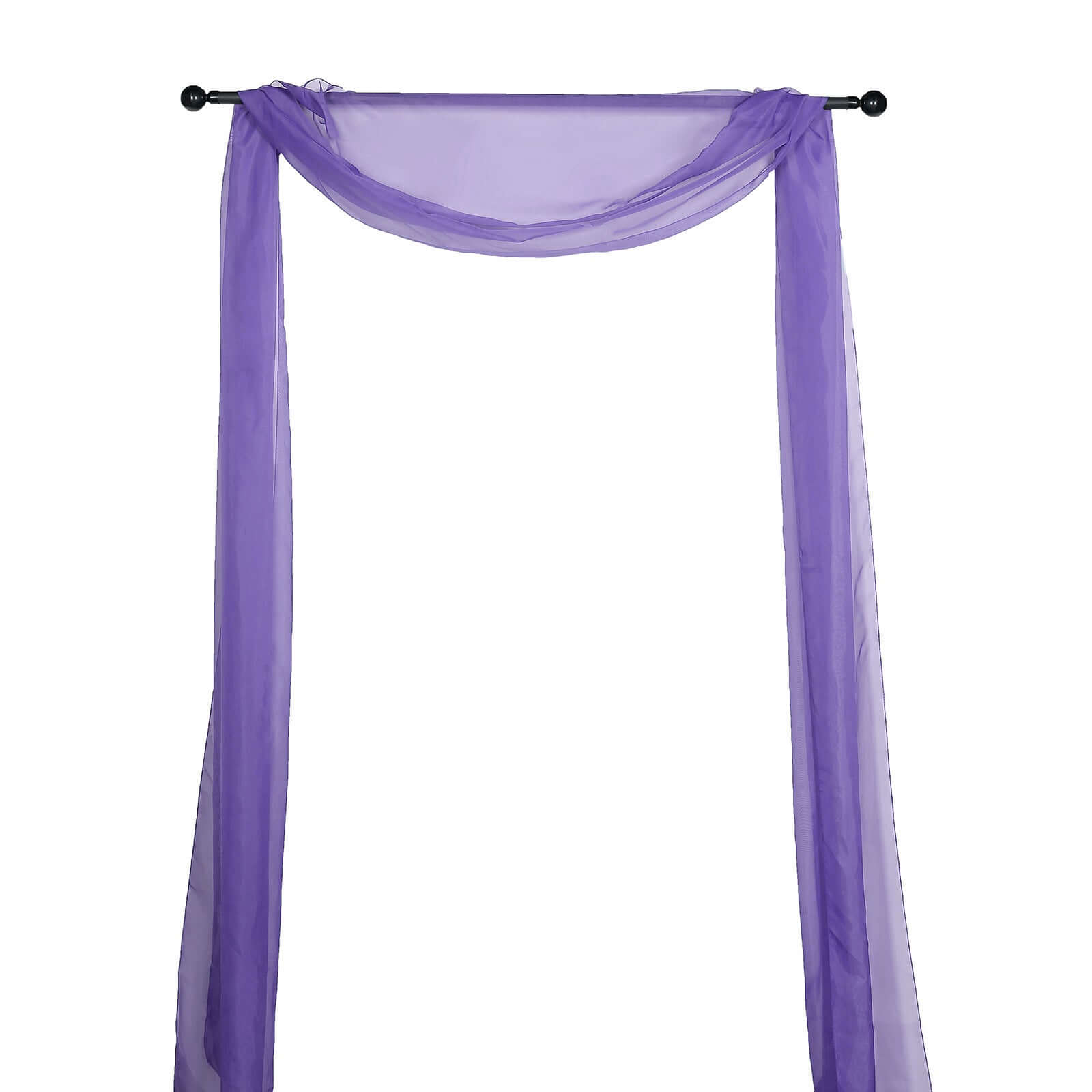 18ft Purple Sheer Organza Wedding Arch Drapery Fabric, Window Scarf Valance