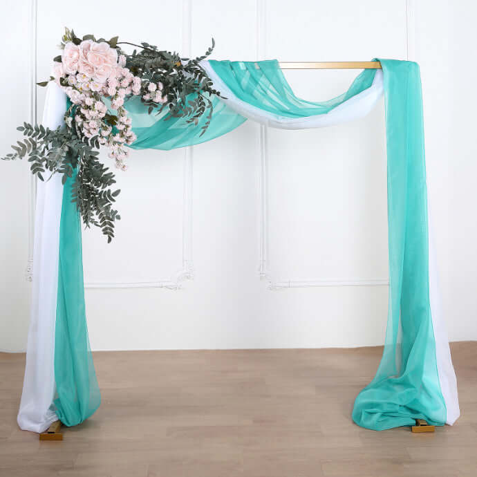 18ft Turquoise Sheer Organza Wedding Arch Drapery Fabric, Window Scarf Valance