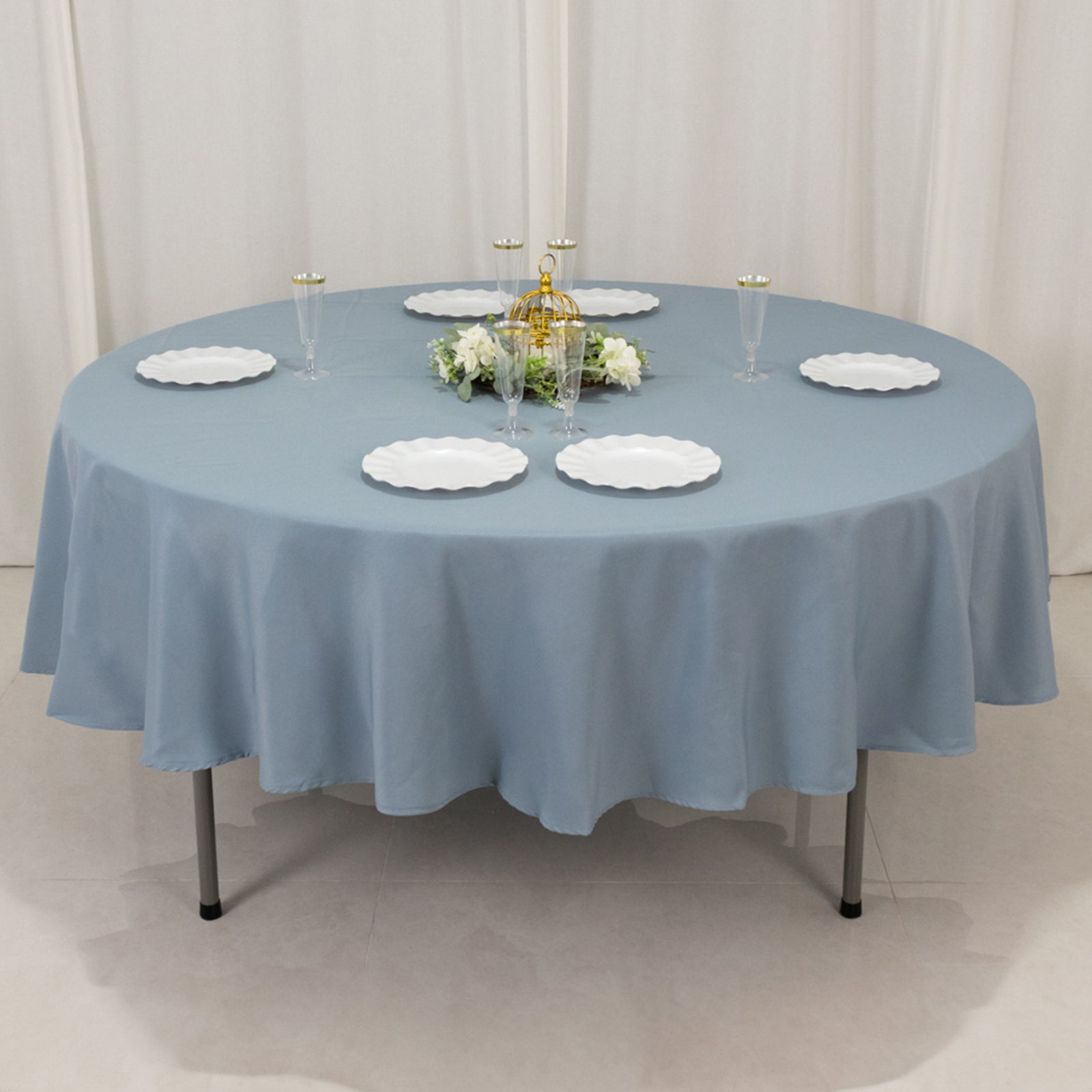 Premium Polyester 90 Round Tablecloth Dusty Blue - Stain and Wrinkle-Resistant Design with 220GSM Thickness Table Cover