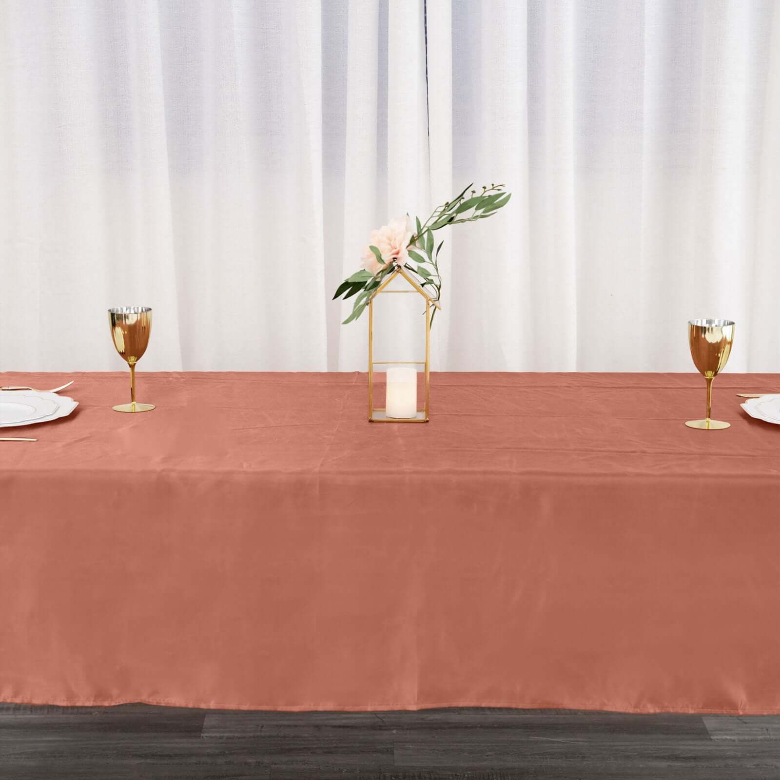 Satin Rectangular 60x102 Tablecloth Terracotta (Rust) - Smooth and Lustrous Table Cover