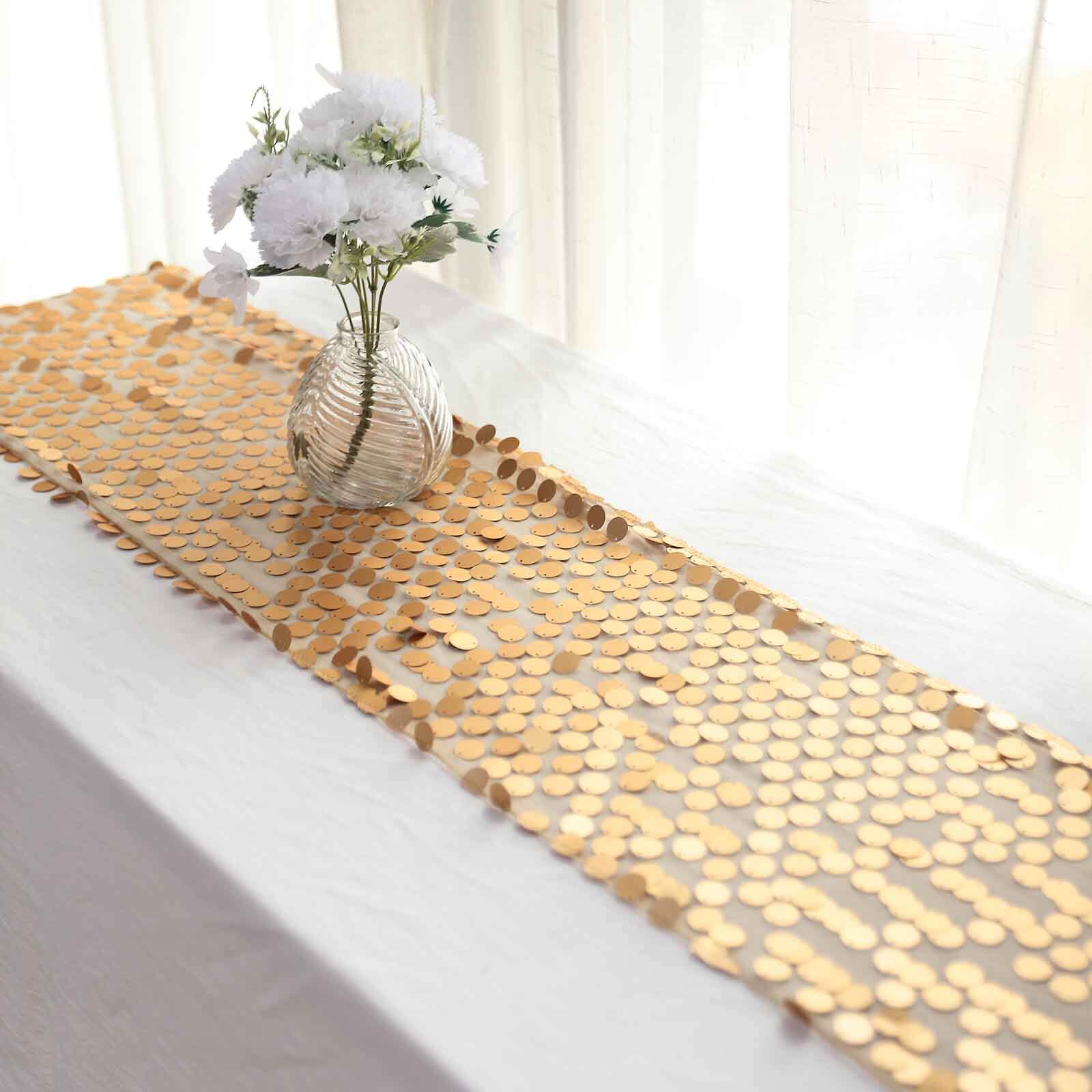 Big Payette Sequin 13x108 Table Runner Matte Champagne - Dazzling Design