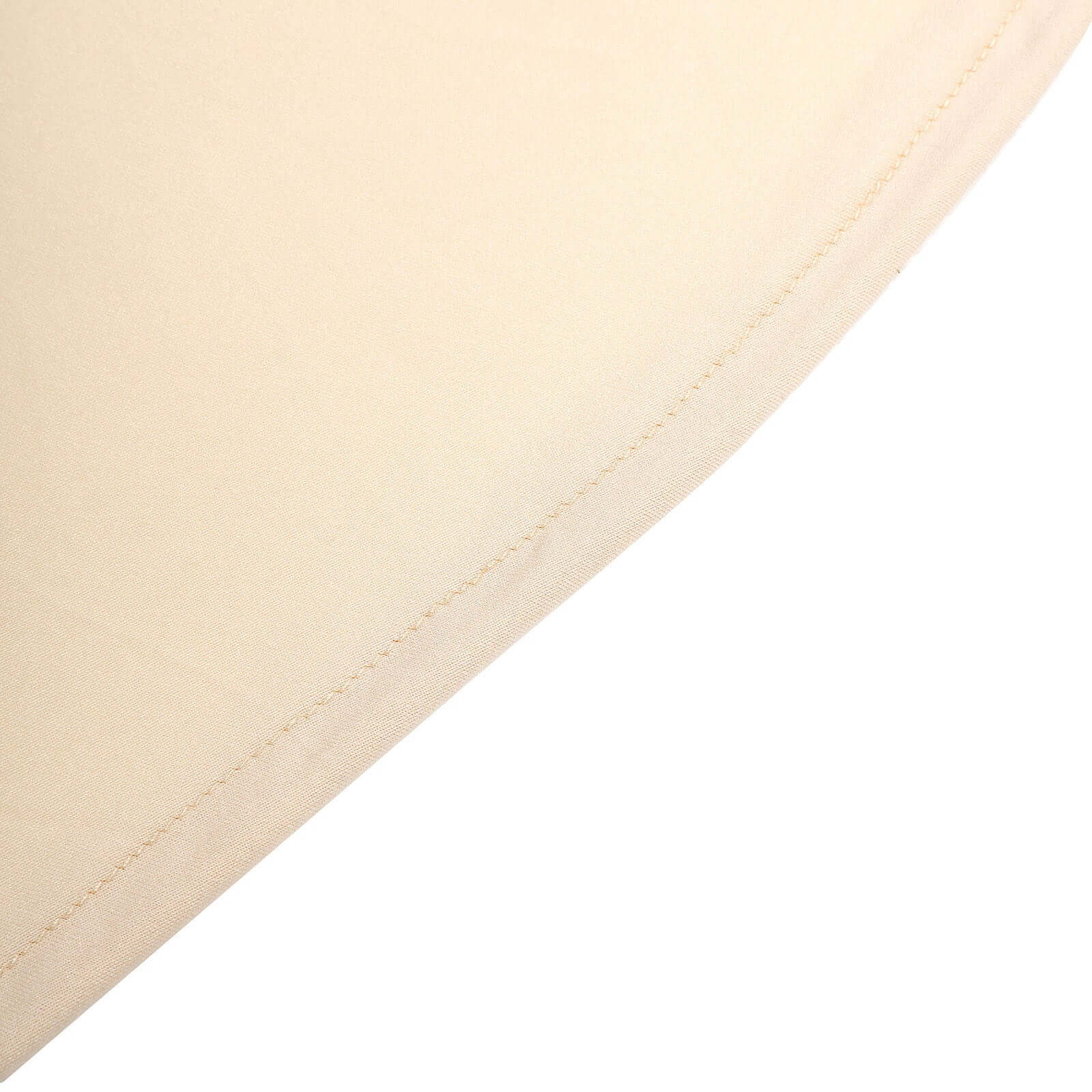 Spandex 32 Round Cocktail Table Cover Skirt Beige With Natural Wavy Drapes