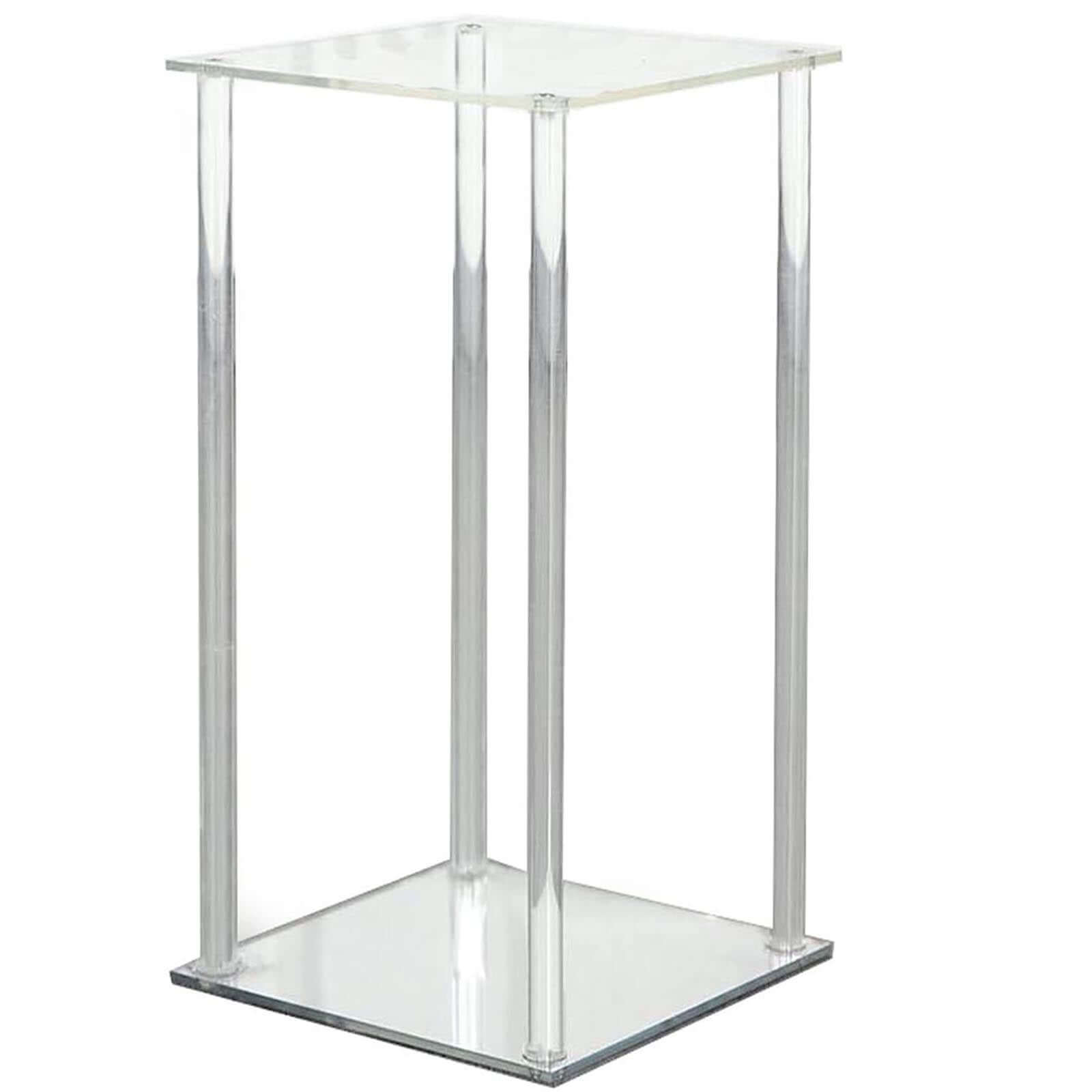 Acrylic Flower Vase Pillar Stand with Square Mirror Base Clear - Versatile Wedding Table Centerpiece 24