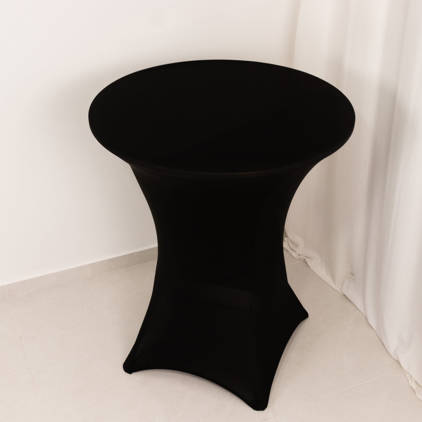 Spandex 33-36 Round Cocktail Table Cover Black - Easy to Maintain Stretch Fitted Highboy Tablecloth