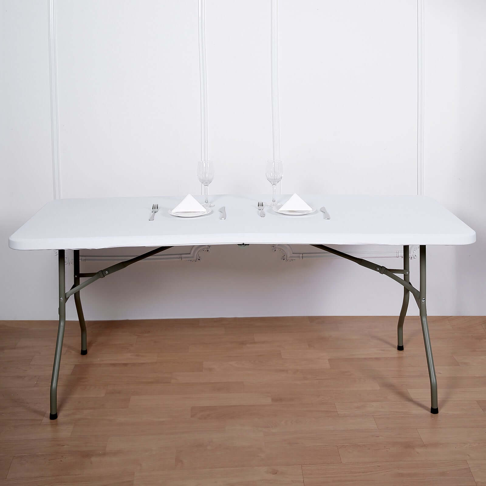Stretch Spandex 72x30 Rectangle Tablecloth Top Cover White - Sleek & Durable Fitted Table Topper Cap