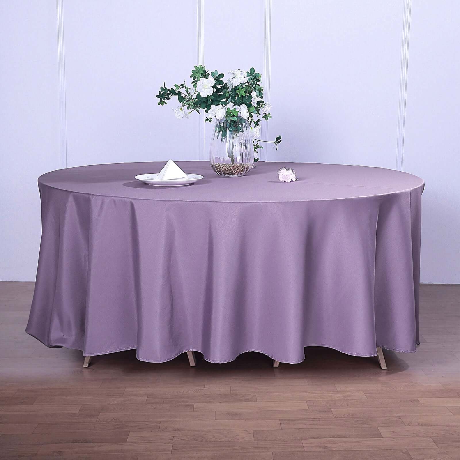 Polyester 120 Round Tablecloth Violet Amethyst - Seamless Wrinkle-Resistant Table Cover