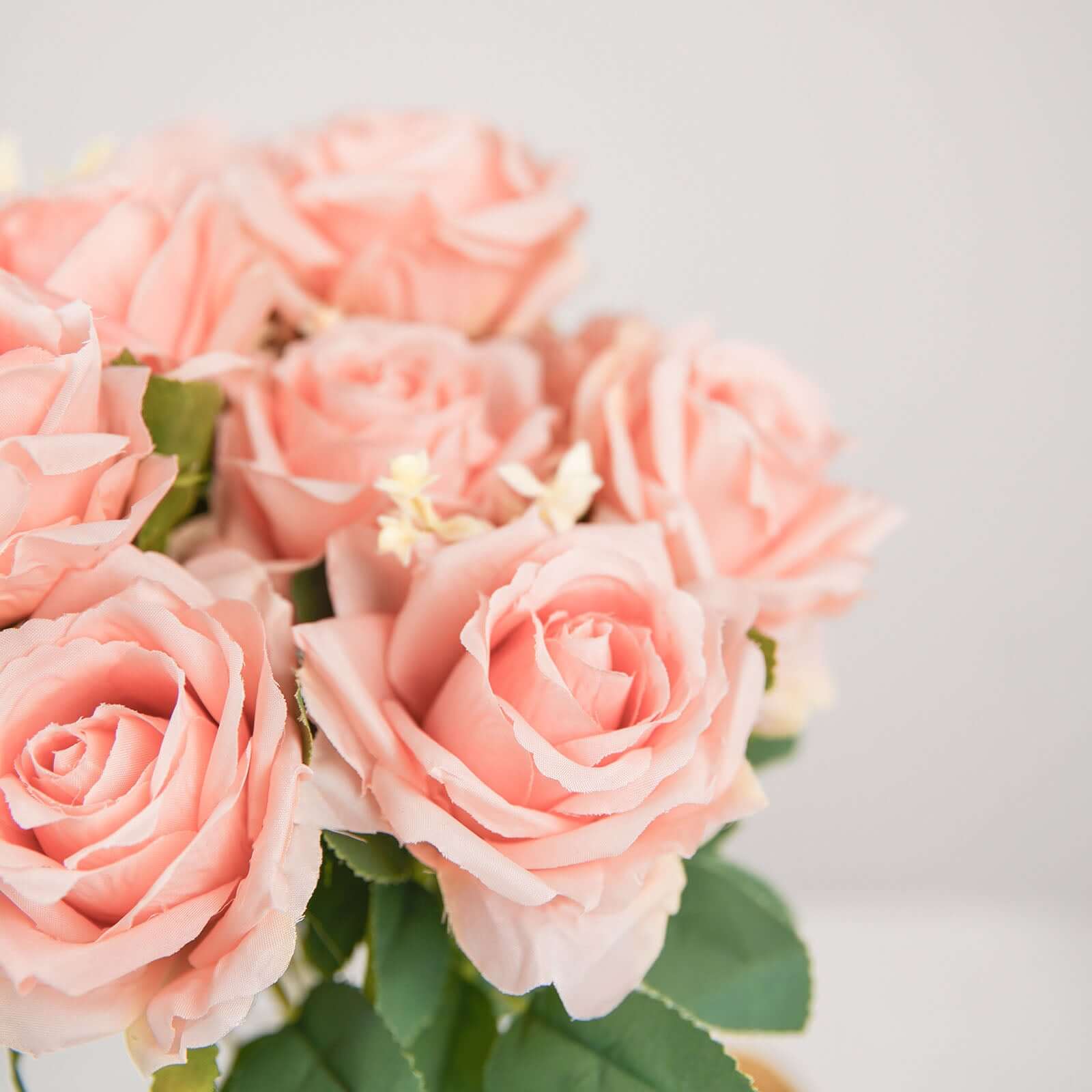 2 Bushes 18 Real Touch Blush Artificial Rose Flower Bouquet, Silk Long Stem Flower Arrangements