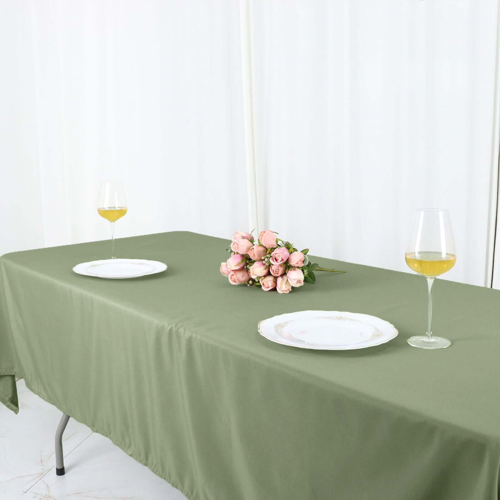 Polyester 60x126 Rectangle Tablecloth Dusty Sage Green - Wrinkle-Resistant Table Cover