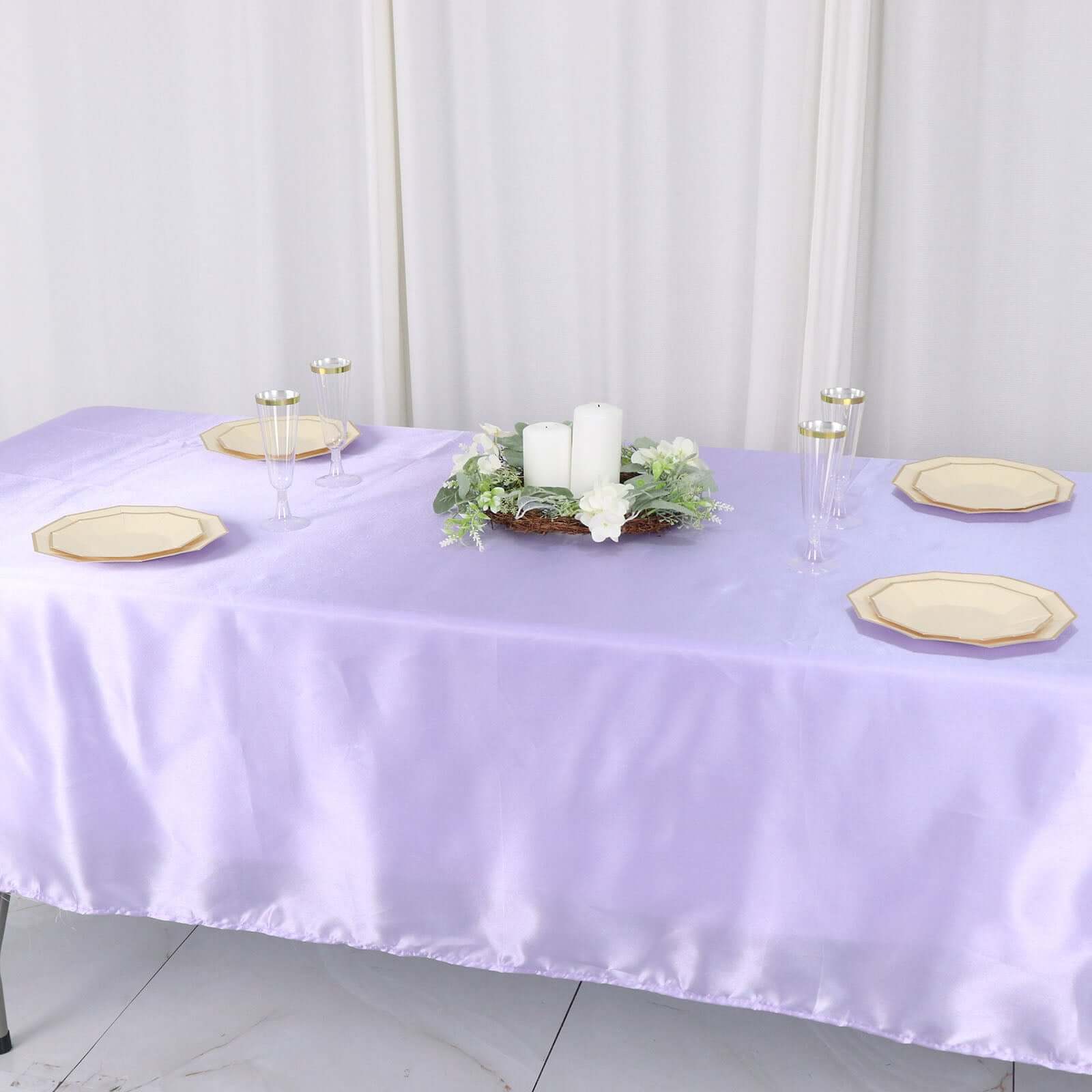 Satin Rectangular 60x102 Tablecloth Lavender Lilac - Smooth and Lustrous Table Cover