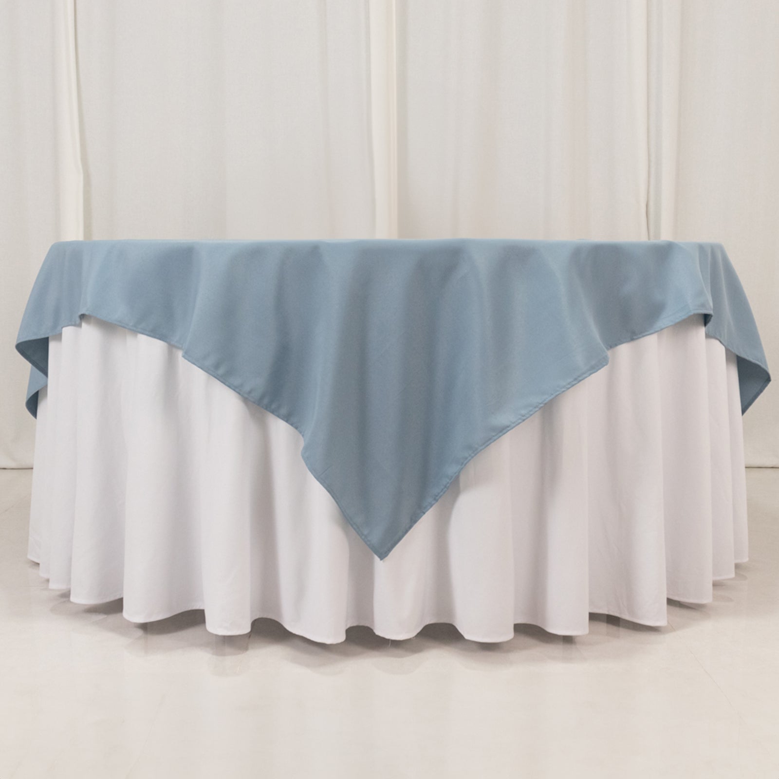 Premium Polyester 70x70 Table Overlay Square Tablecloth Dusty Blue 220GSM Wrinkle-Resistant Table Cover