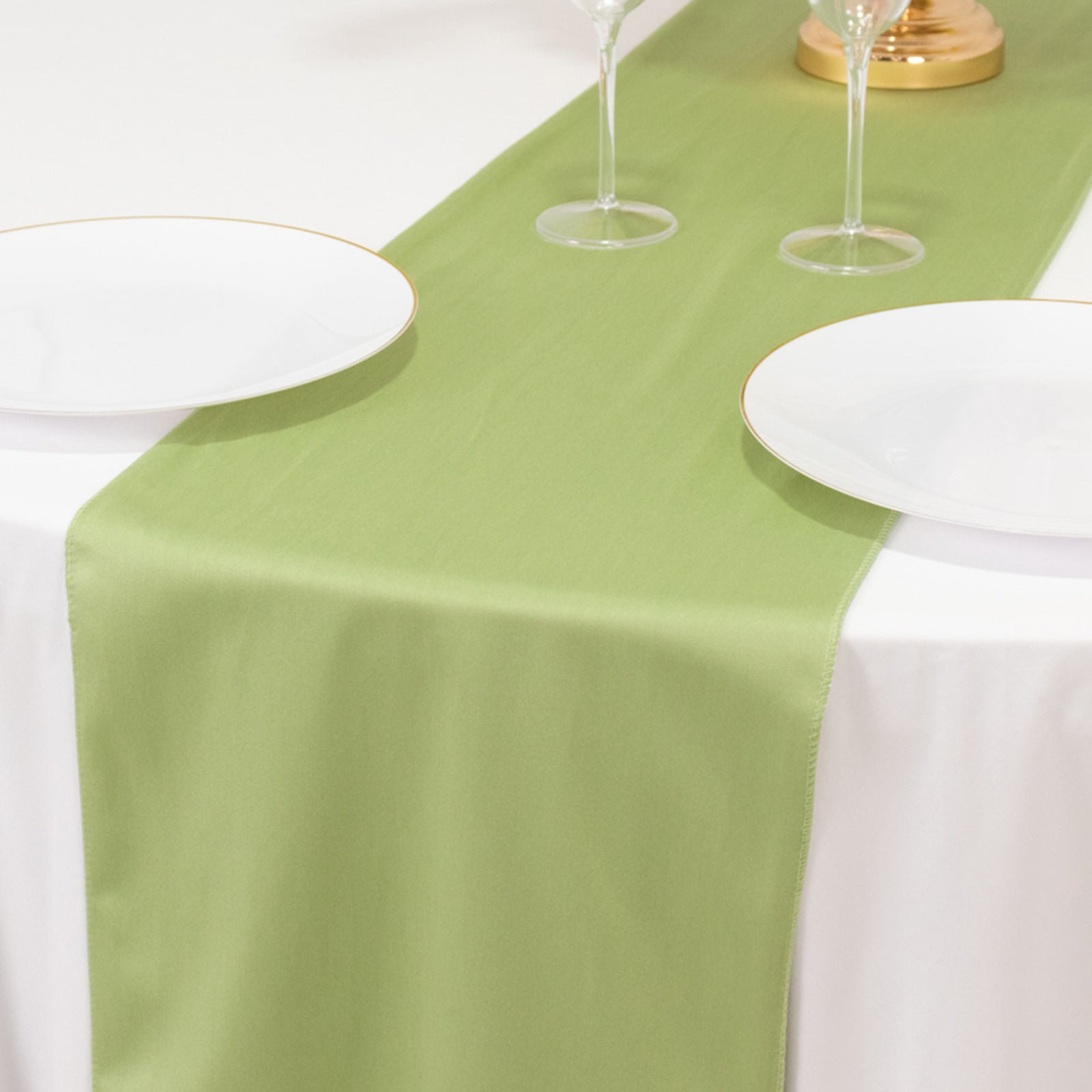 Premium Scuba Polyester 12x108 Table Runner Sage Green - Wrinkle-Free Table Linen