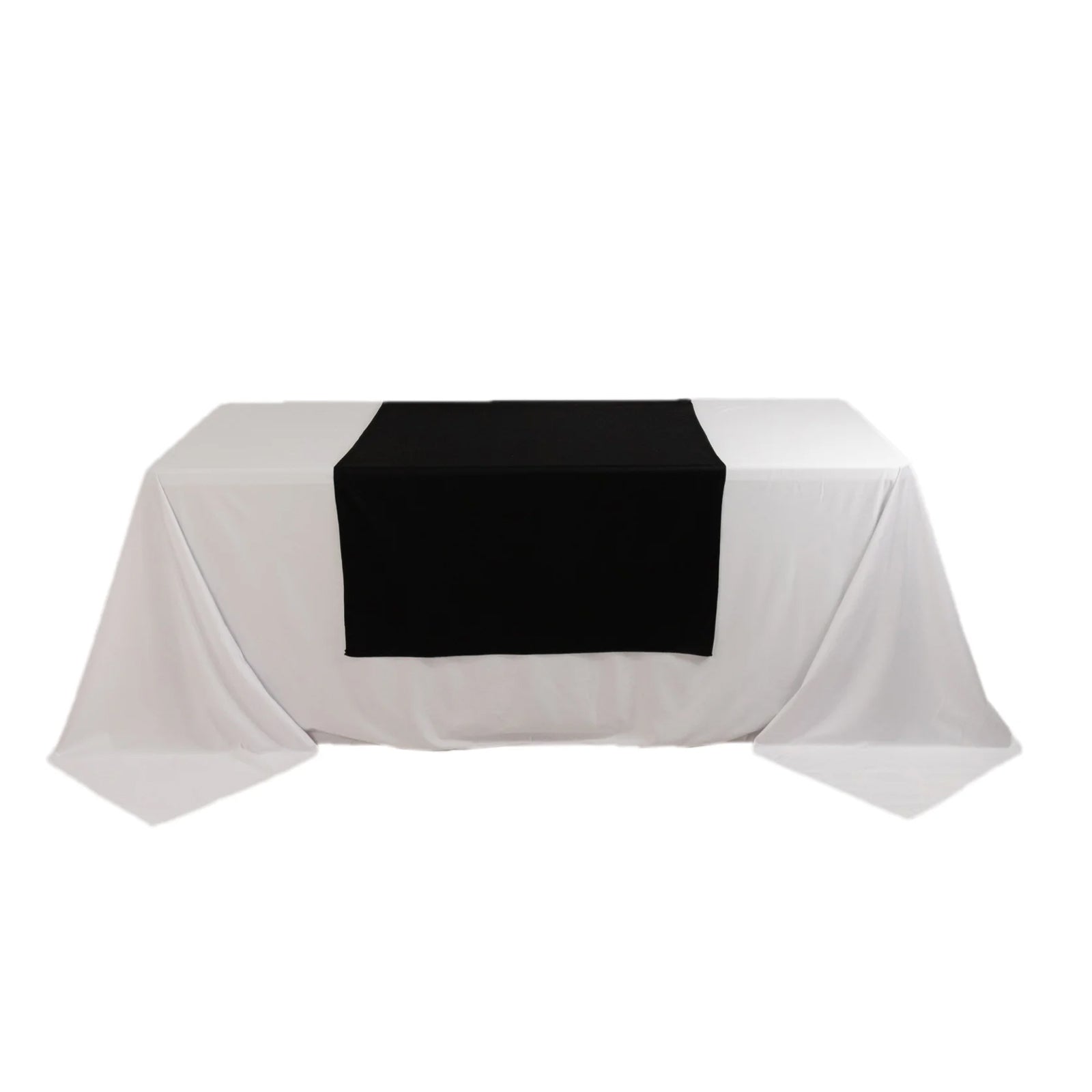 Premium Scuba Polyester 36x72 Wide Table Runner Black - Wrinkle-Free Trade Show Table Linen