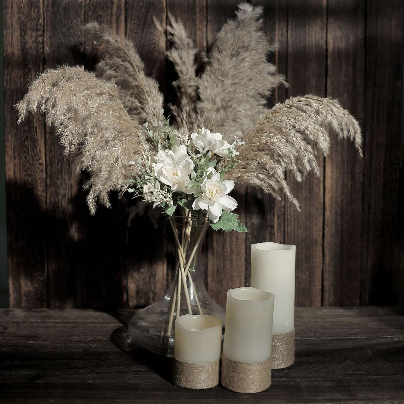 6 Stems Natural Dried Pampas Grass Decor Natural Tint - Versatile Plant Sprays for Boho Chic Vase Displays Backdrops & Event Styling 32