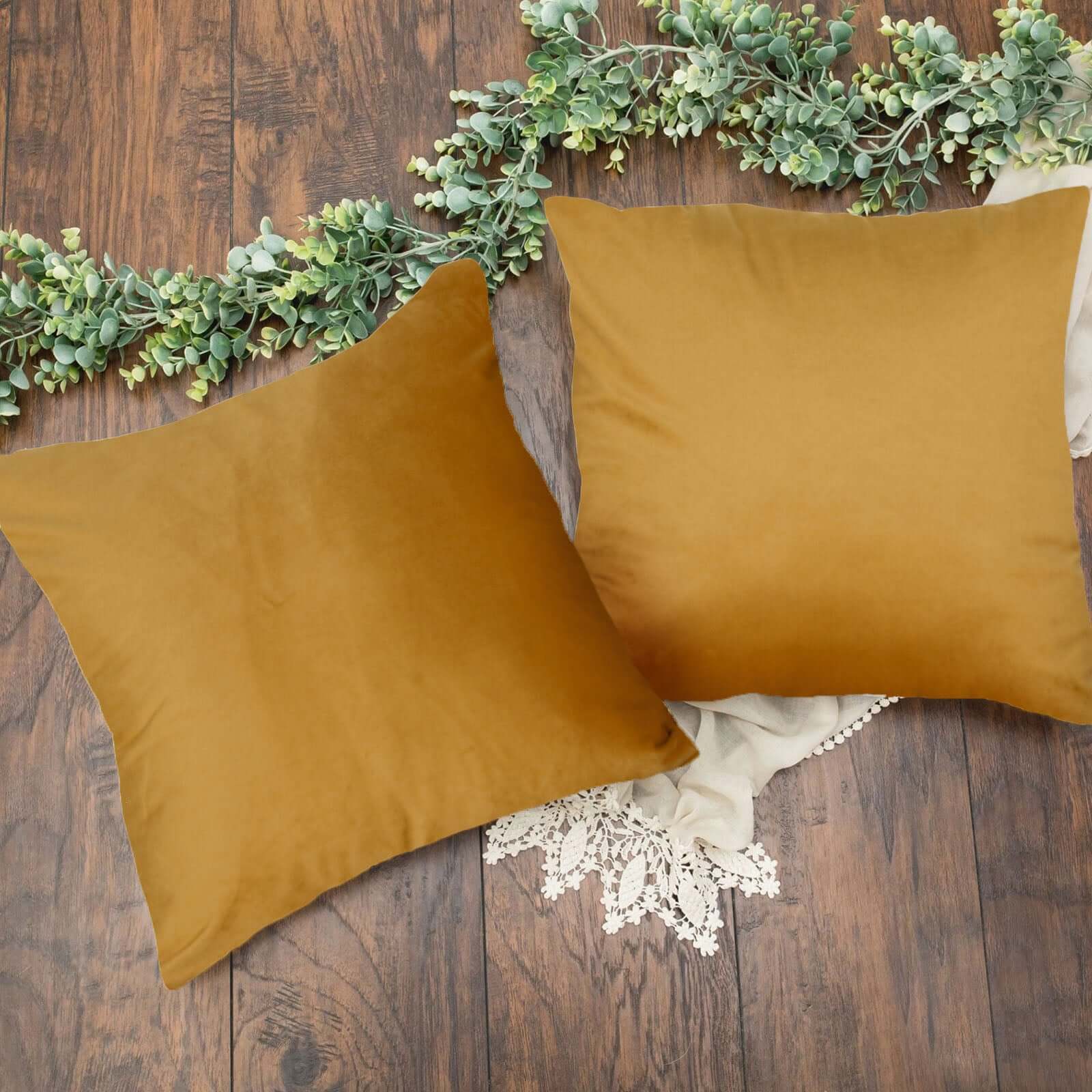 2 Pack 18 Gold Soft Velvet Square Throw Pillow Cover