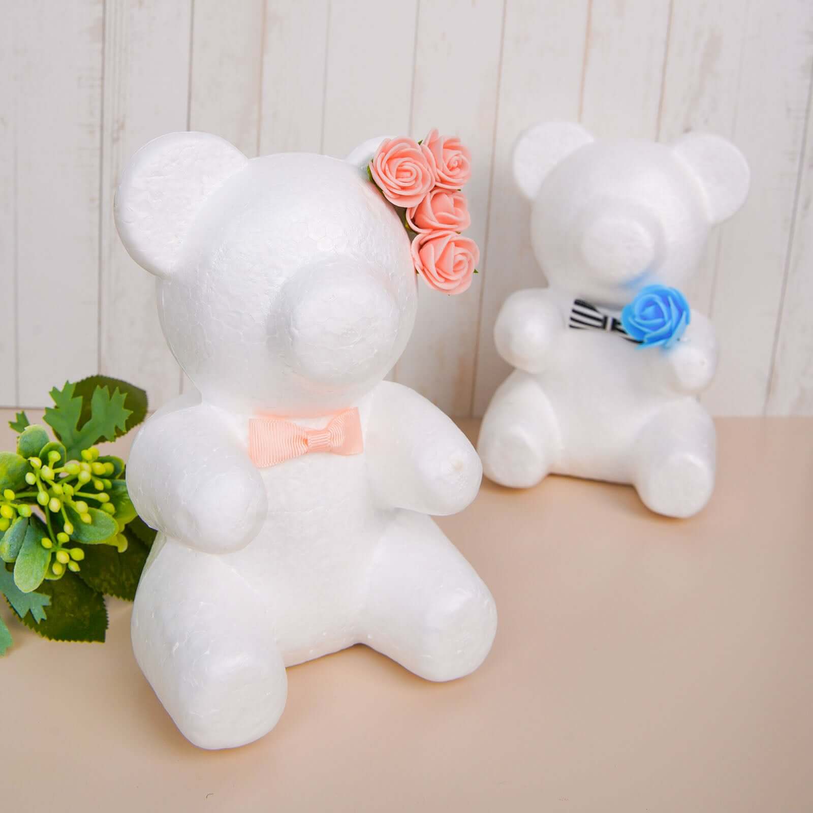 2 Pack 7 DIY White 3D Modeling StyroFoam Bears, Polystyrene Craft Foam Animals