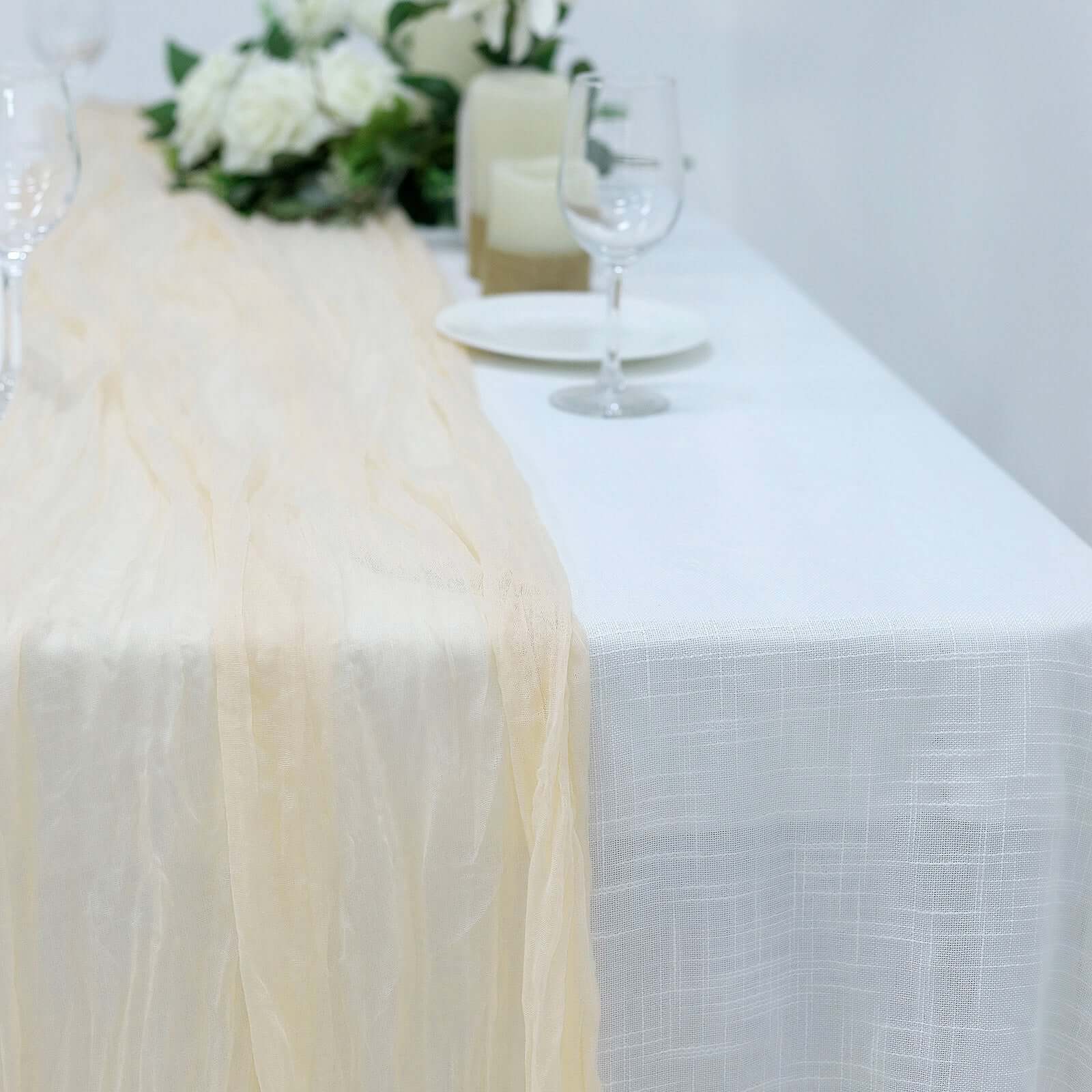 Gauze Cheesecloth 10ft Table Runner Cream - Rustic Boho Style