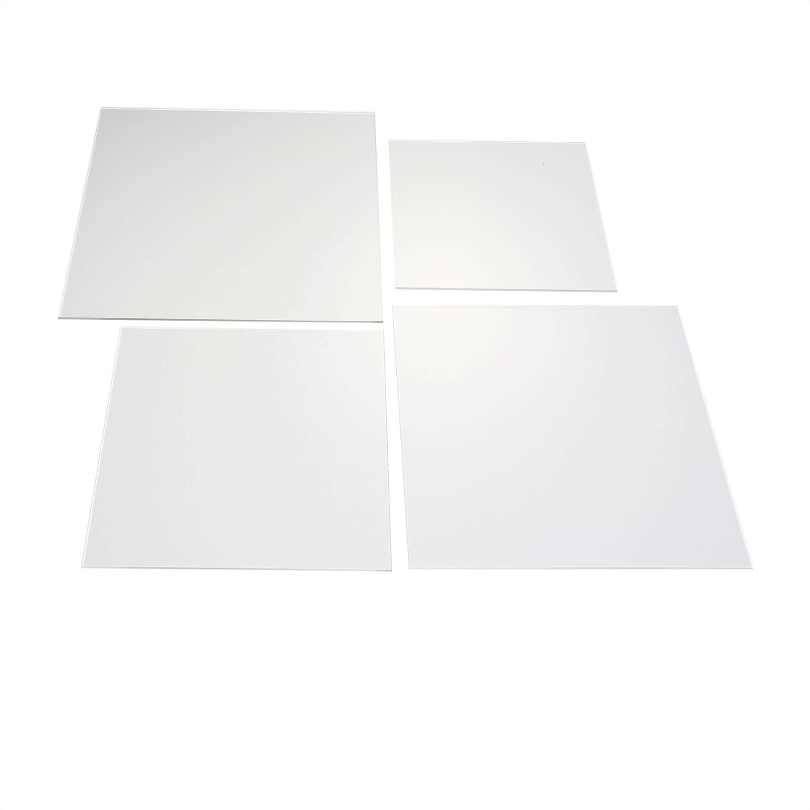 Set of 4 Acrylic Plexiglass Sheets Square Top Plates Assorted Sizes Clear - Protective Film Coating 3mm Thick