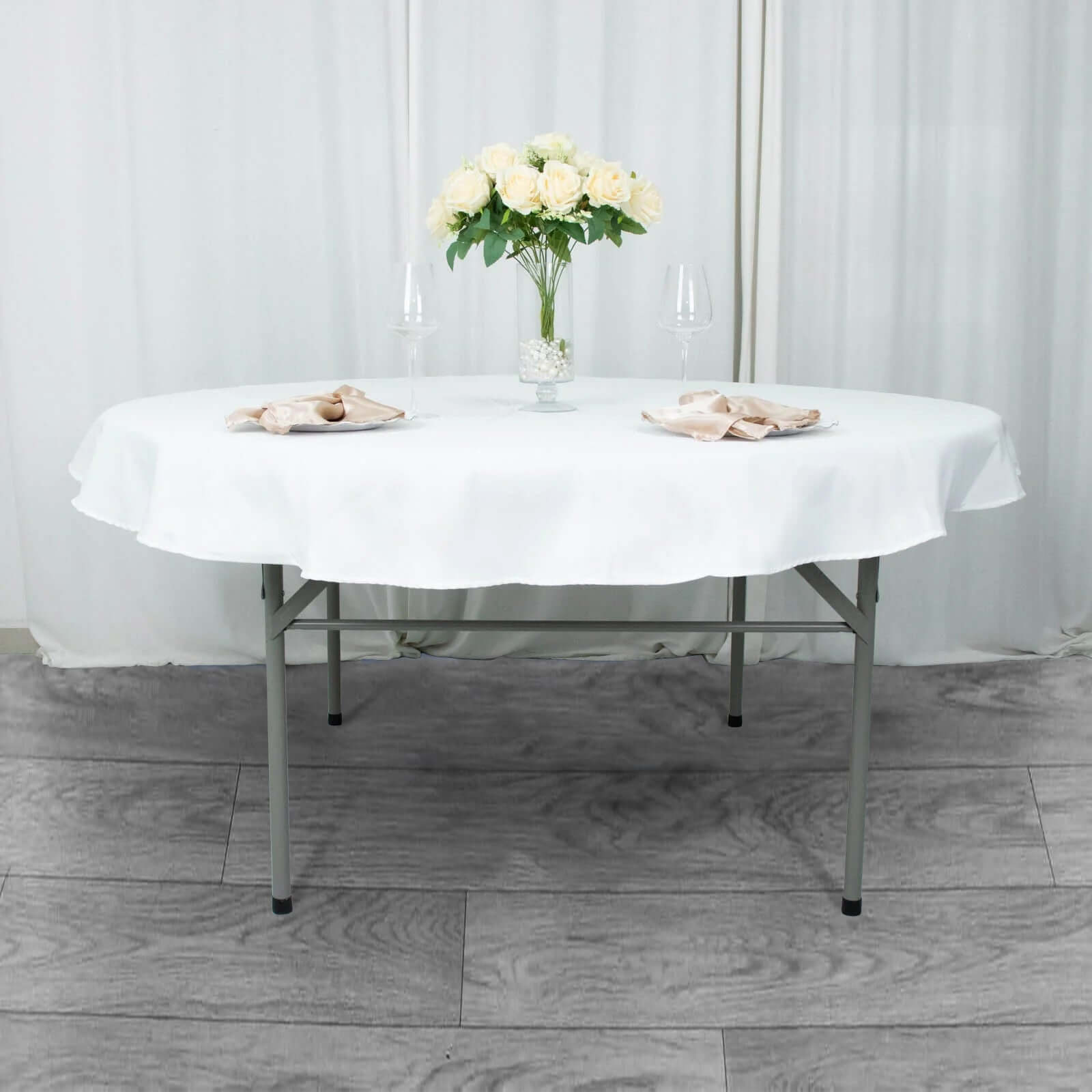 Premium Polyester 70 Round Tablecloth White - Stain and Wrinkle-Resistant 220GSM Table Cover for Weddings & Events