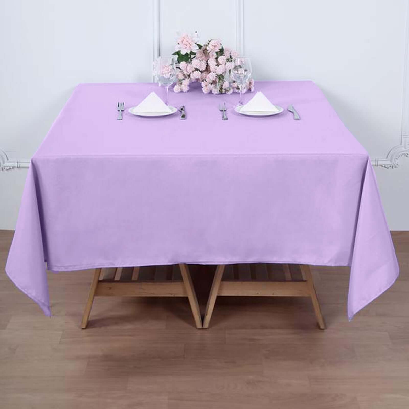 Polyester Square 70x70 Tablecloth Lavender Lilac - Wrinkle-Resistant & Durable Table Cover