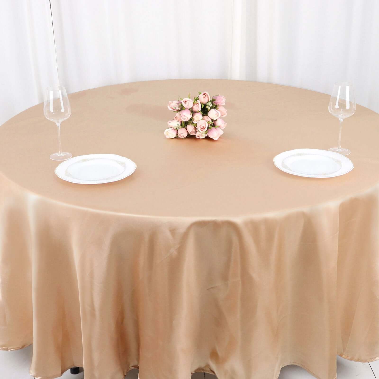 Satin 108 Round Tablecloth Nude - Smooth and Lustrous Table Cover