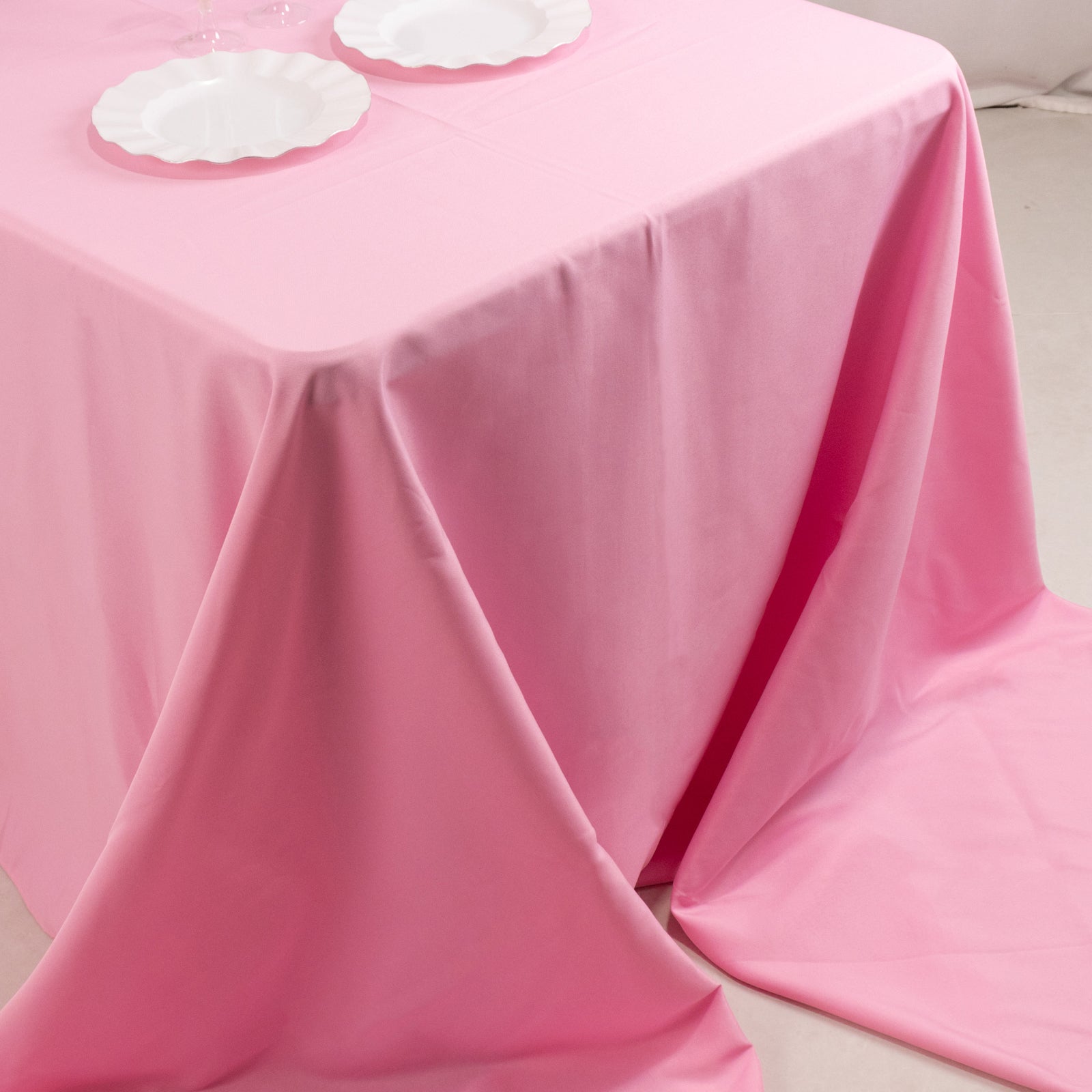 Premium Polyester 90x156 Rectangle Tablecloth Pink - Seamless 220GSM Stain-Resistant Table Cover