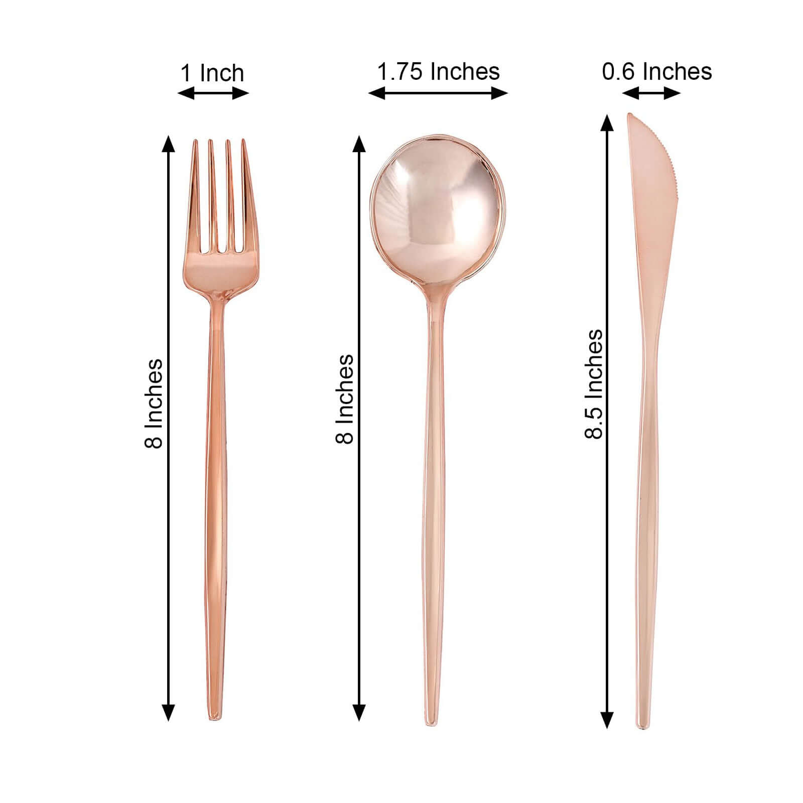 24-Pack Plastic Flatware Set with Sleek Modern Design Rose Gold - Premium Disposable Silverware 8